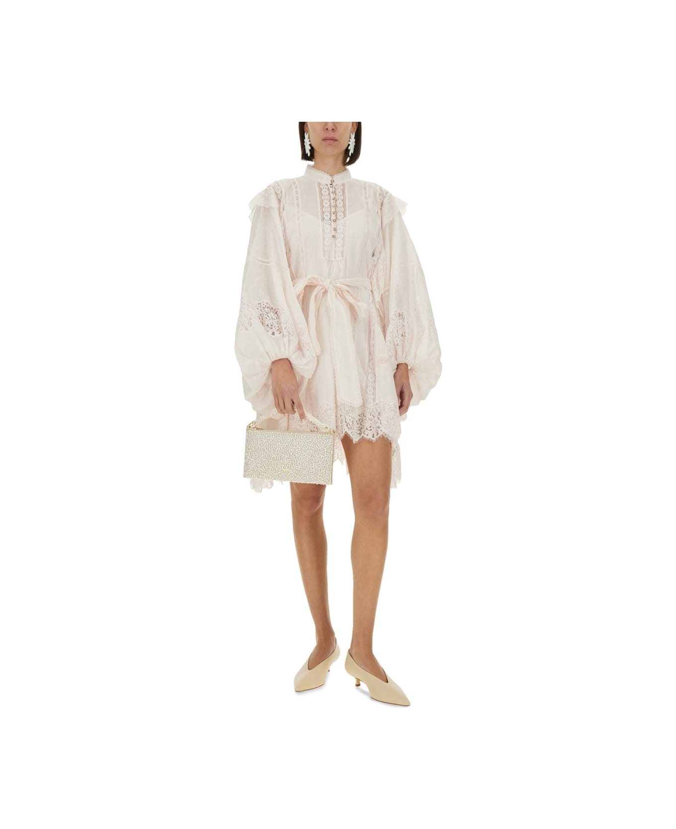 Zimmermann Dress Woman In Rose-pink Ramie - Shell