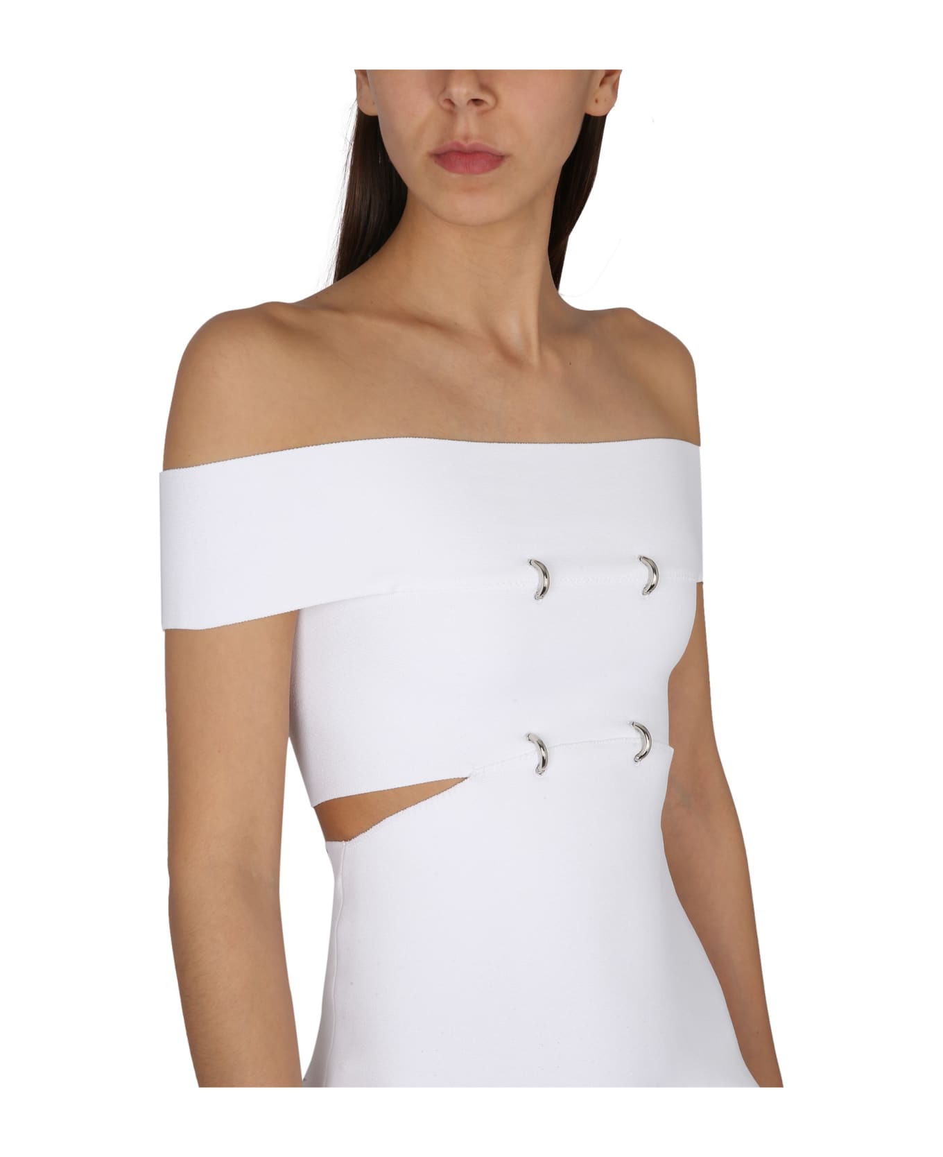 Alexander McQueen Off-the-shoulders Mini Dress With D Rings - White