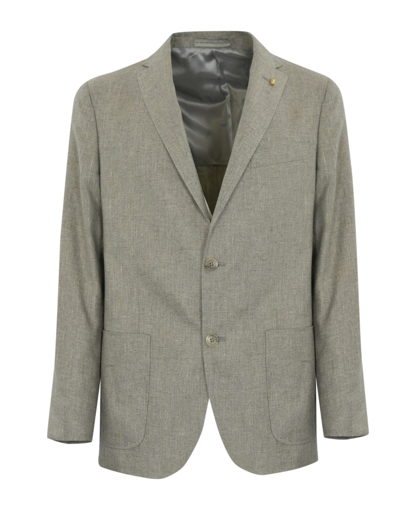 Corneliani Single-breasted Jacket In Linen And Lyocell - Grigio