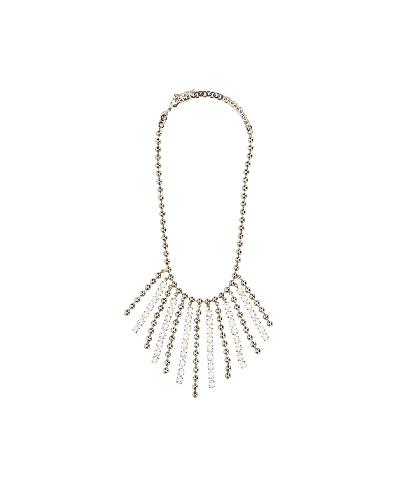 Alessandra Rich Crystal And Chain Necklace With Bangs - SILVER