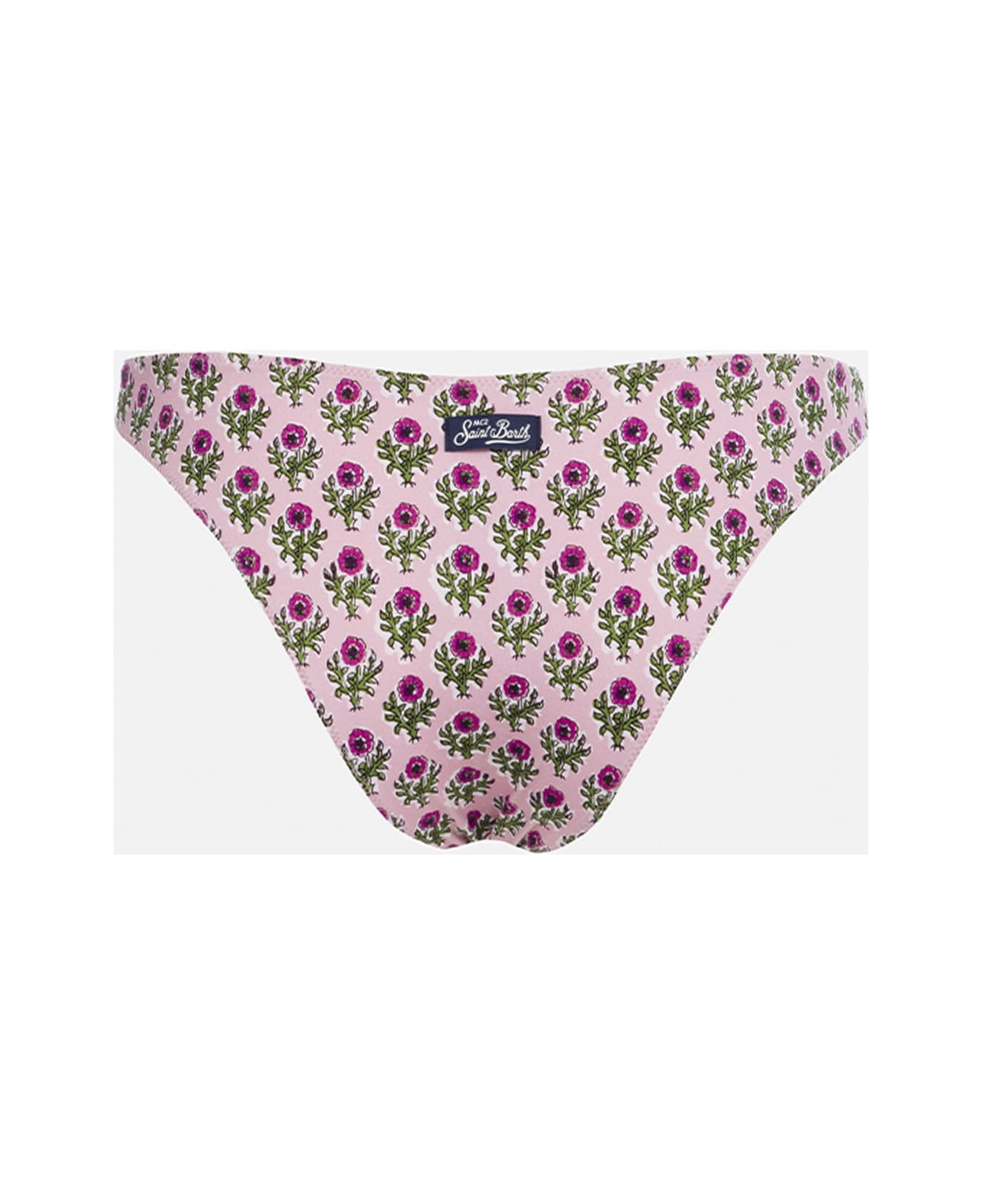 MC2 Saint Barth Woman Pink Flower Classic Swim Briefs Lido - PINK