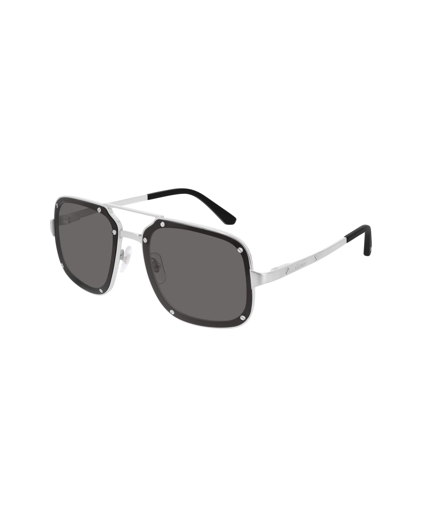 Cartier Eyewear Cartier Ct0194s Santos De Cartier 001 Silver Grey Sunglasses - Argento
