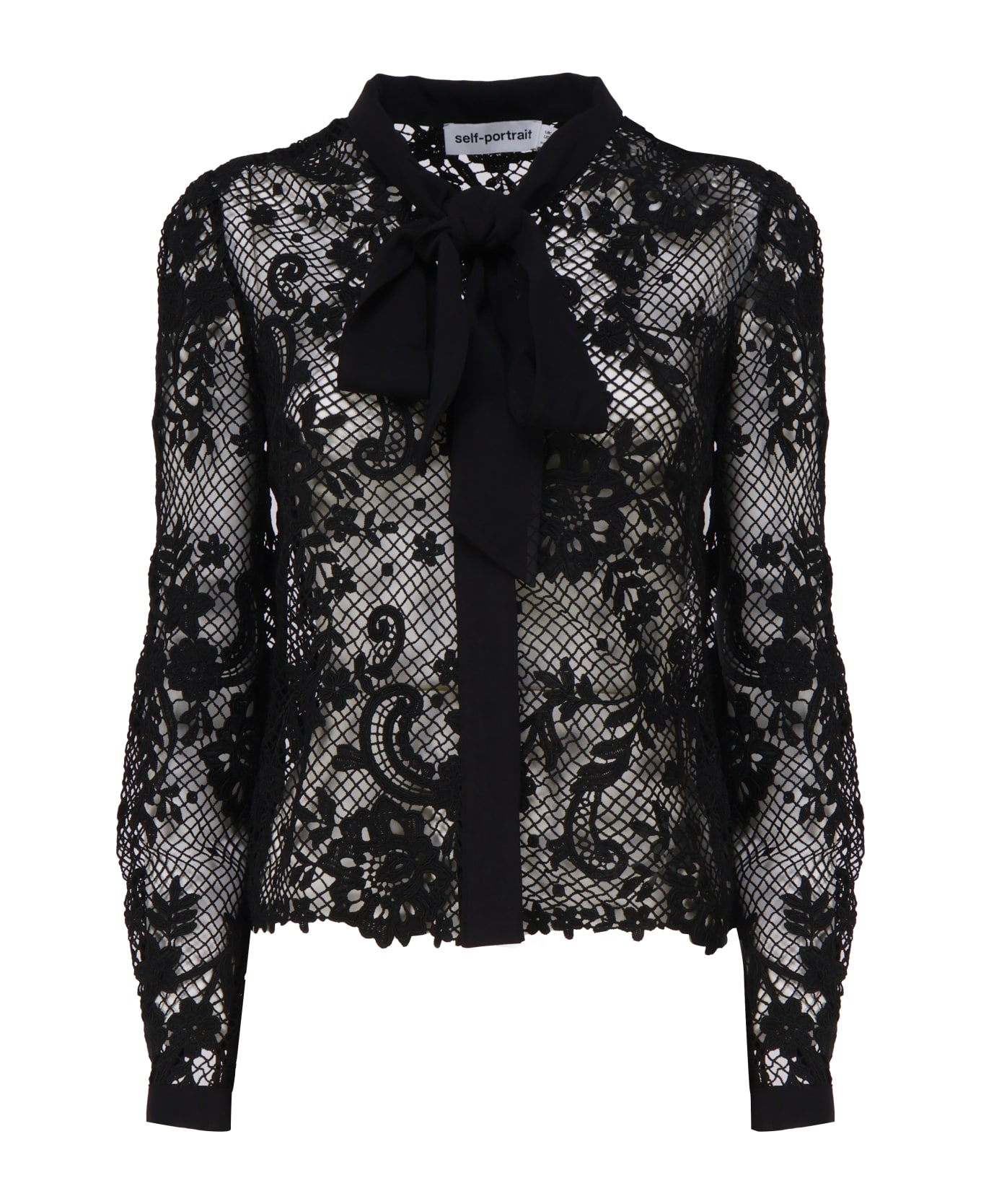self-portrait Lace Shirt With Floral Pattern - Black ブラウス