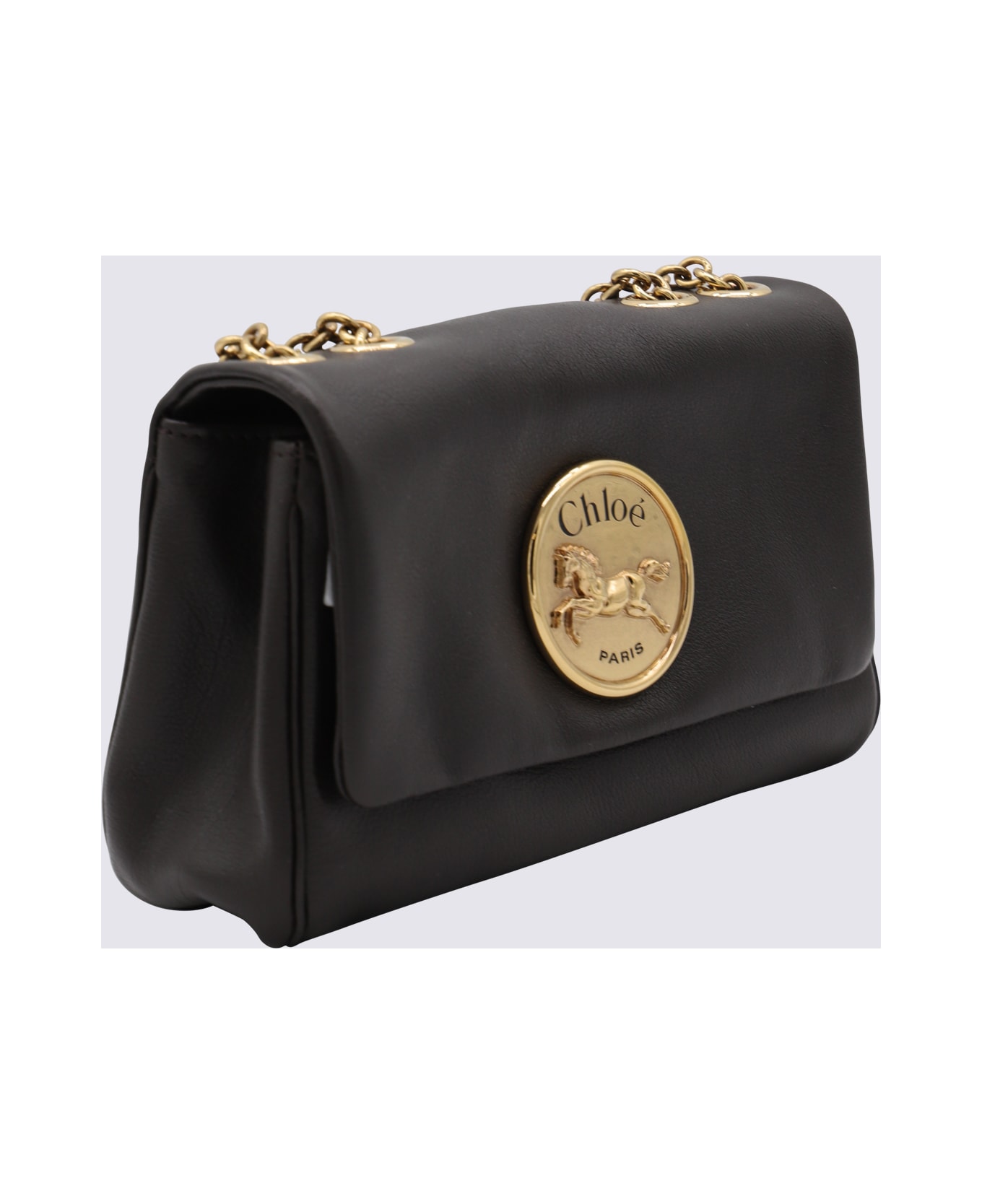 Chloé Dark Brown Leather Heritage Shoulder Bag - INK BROWN