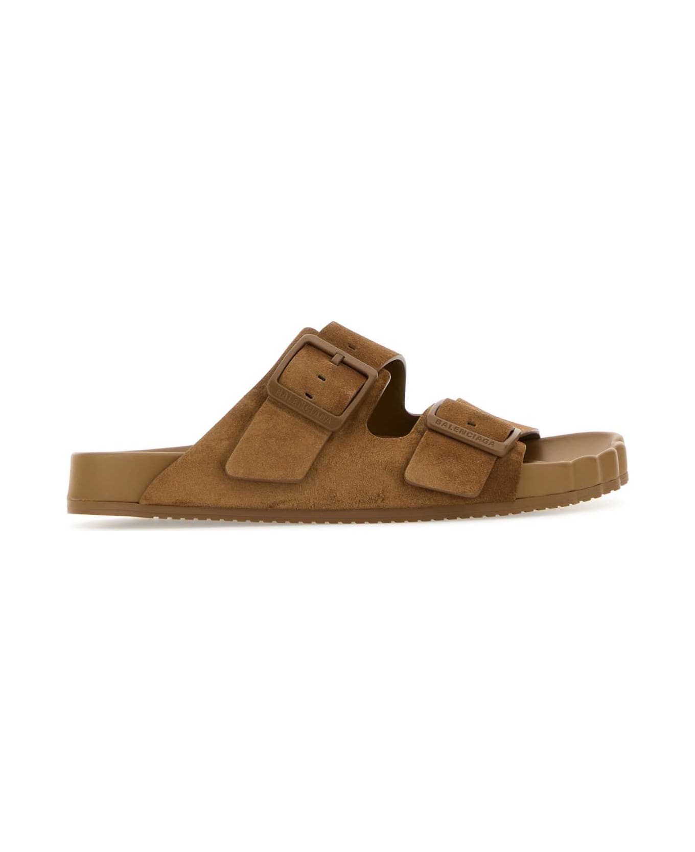 Balenciaga Camel Suede Sunday Slippers - BROWN