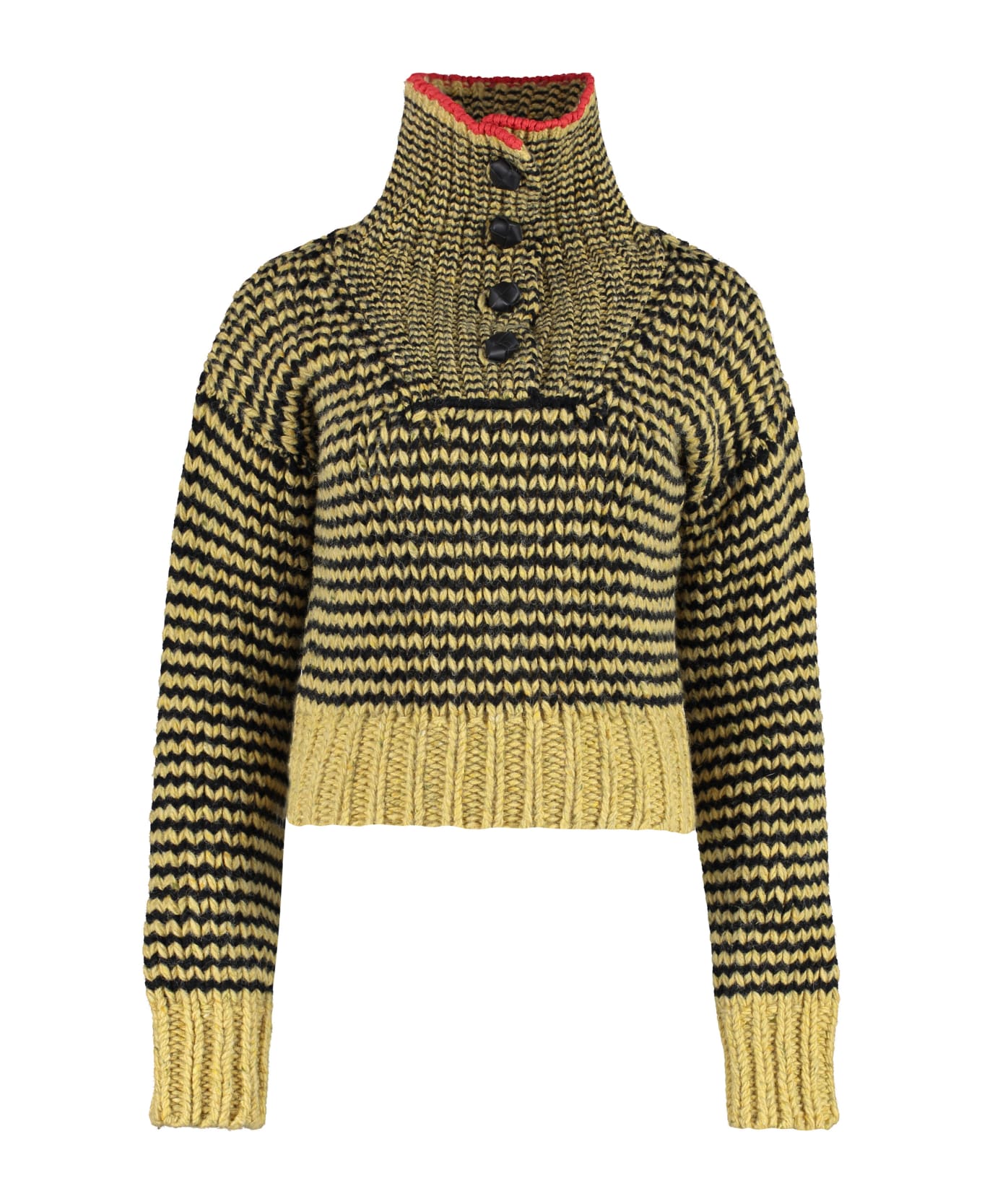 Bottega Veneta Stand-up Collar Wool Pullover - Yellow