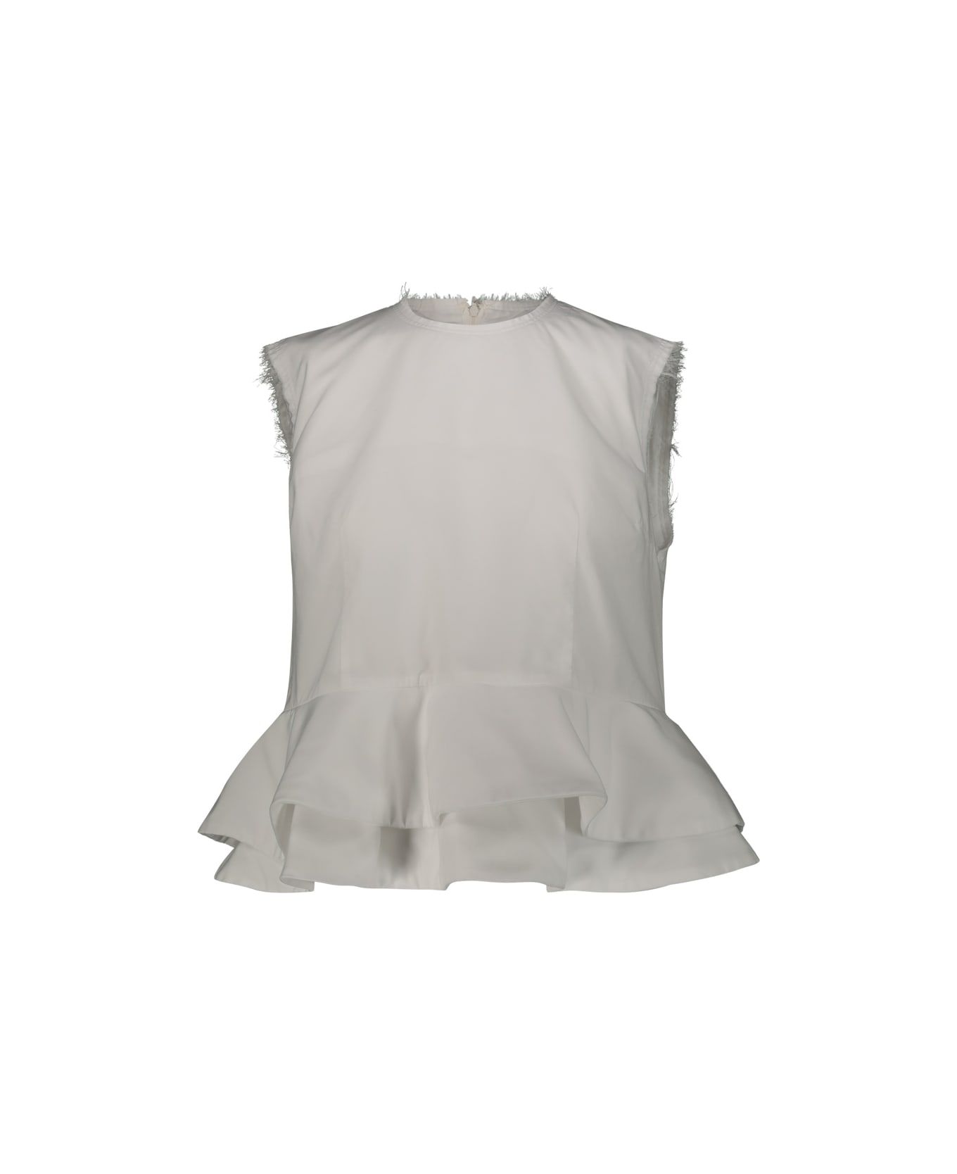 Comme des Garçons Sleeveless Top With Flounce - White トップス