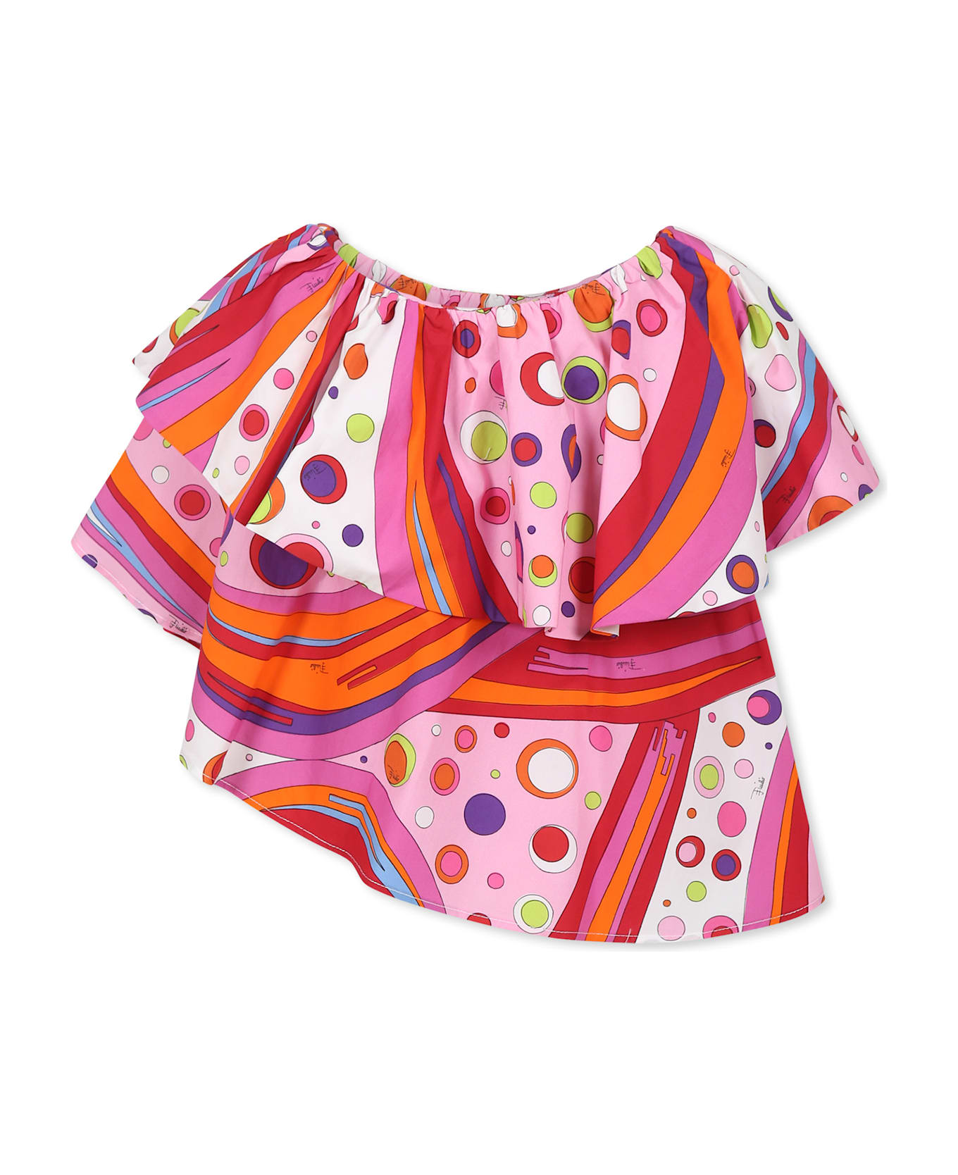 Pucci Multicolor Top For Girl With Marble Print - Multicolor