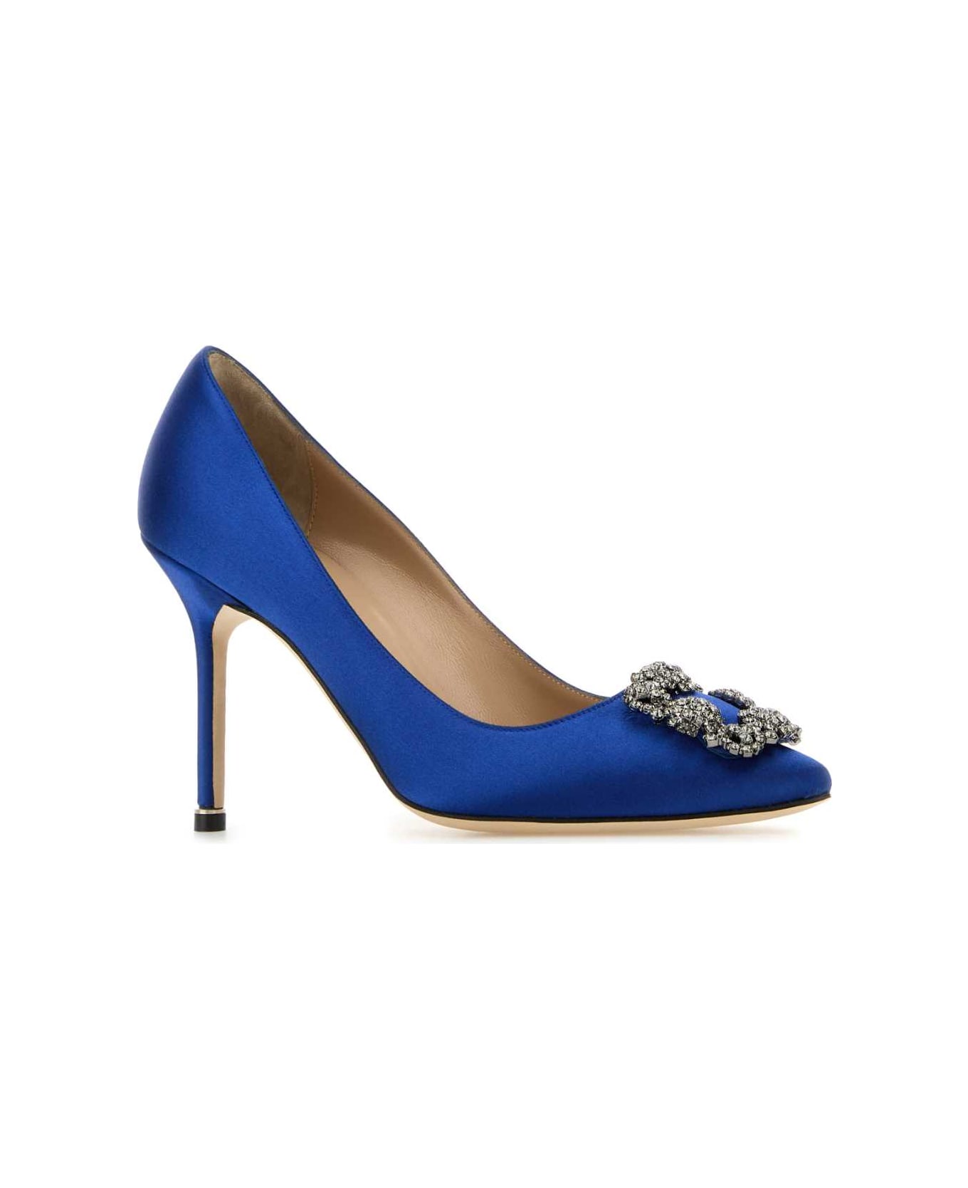Manolo Blahnik Blue Satin Hangisi Pumps - BBLU