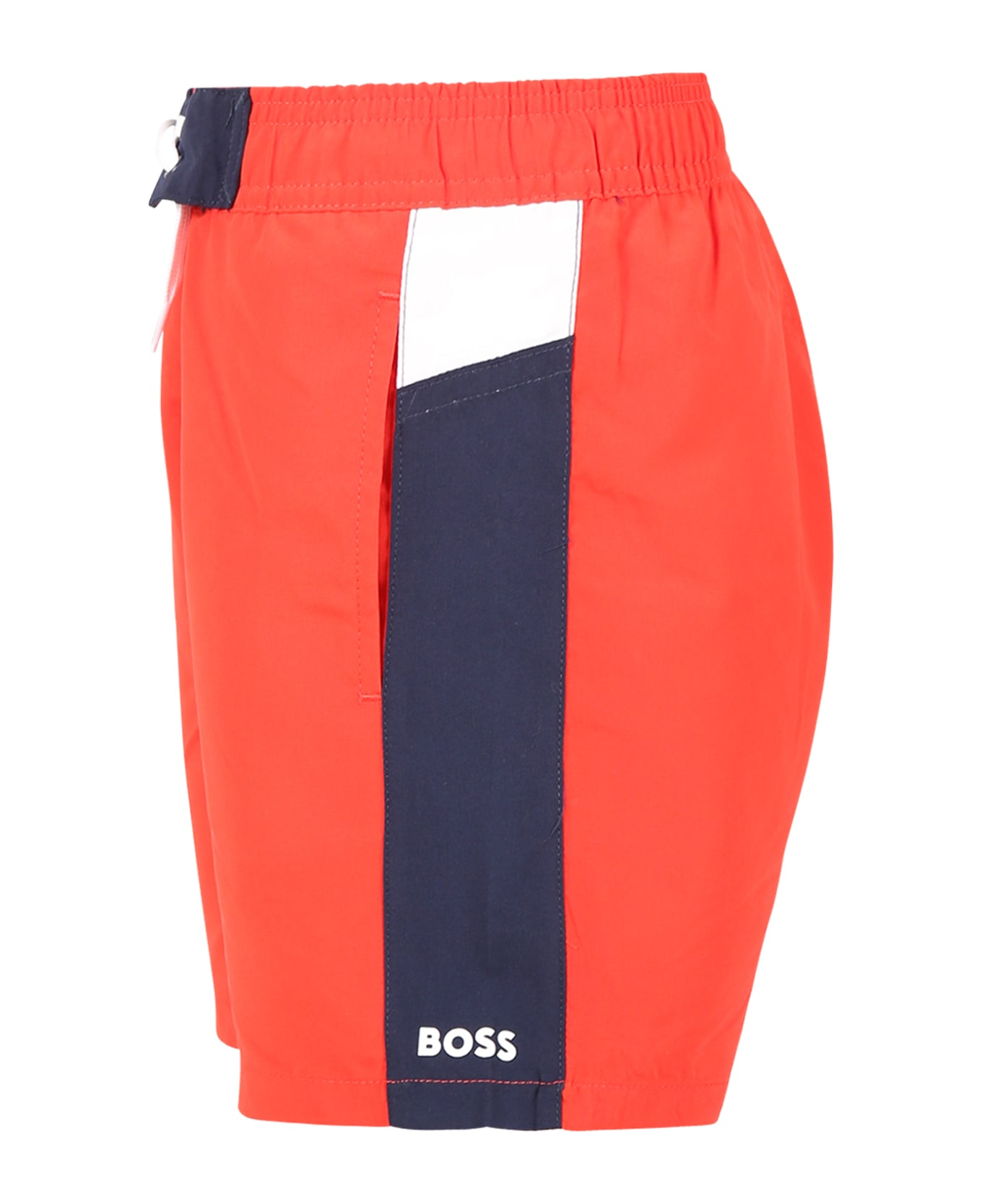 Hugo Boss Red Swim Boxer For Boy With Logo - Red