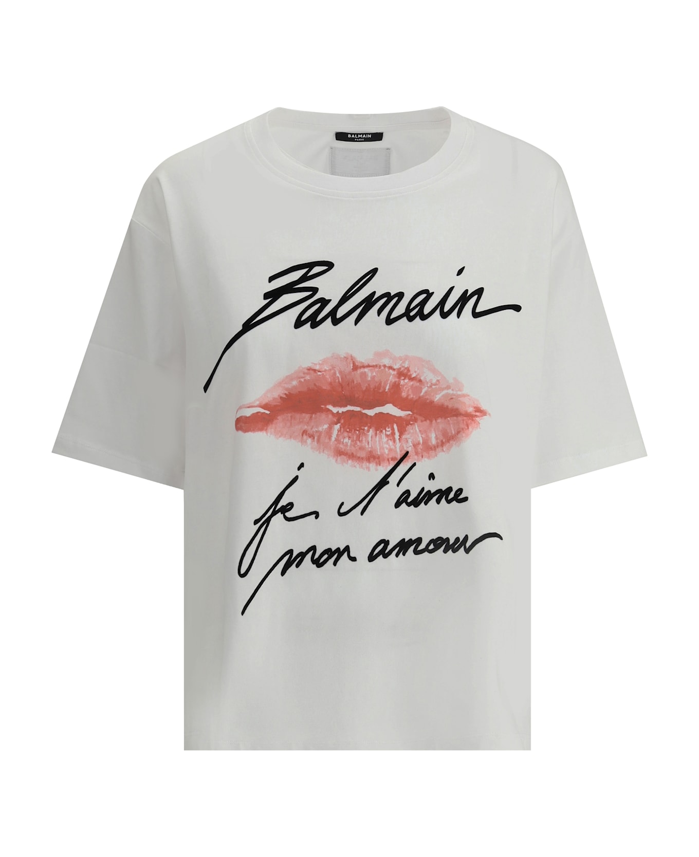 Balmain Kiss T-shirt - Gqv Blanc Noir Rouge