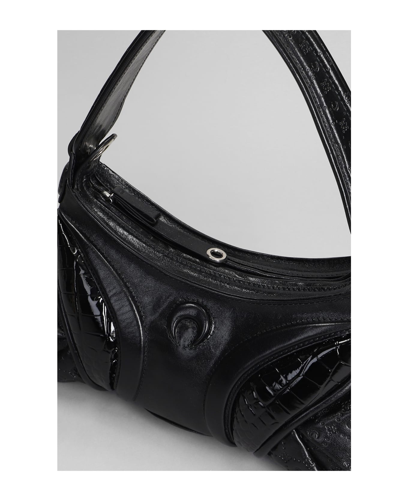 Marine Serre Black Leather Stardust Handbag - BLACK