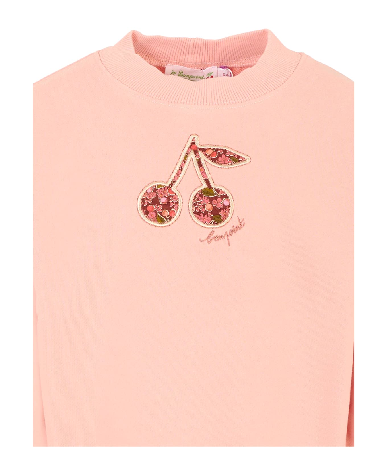 Bonpoint Pink Sweatshirt For Girl With Cherries - Pink