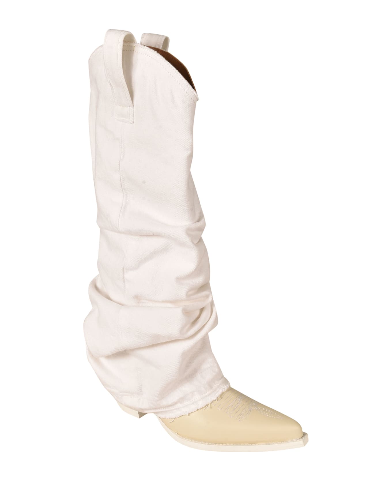 R13 Pointed Toe Mid Cowboy Boots - White