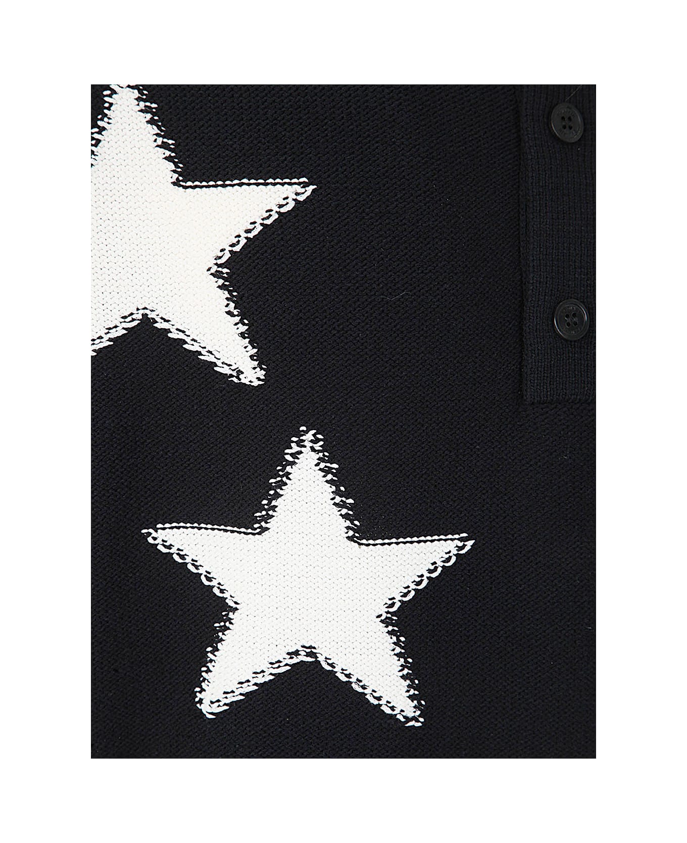 Balmain Two-toned Star Intarsia-knit Polo Shirt - Eer Noir Naturel シャツ