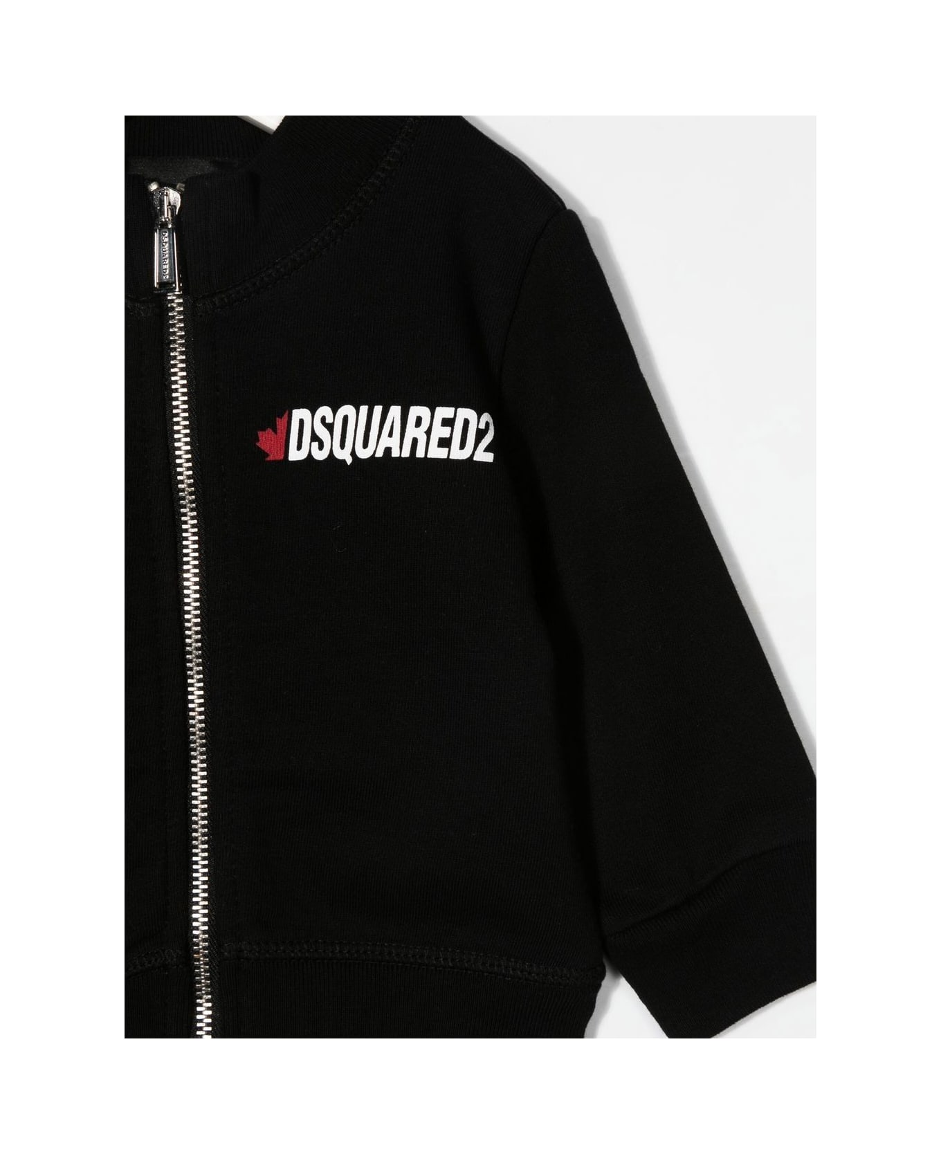 Dsquared2 Baby Black Sweatshirt With Zip And White Printed Logo - Black