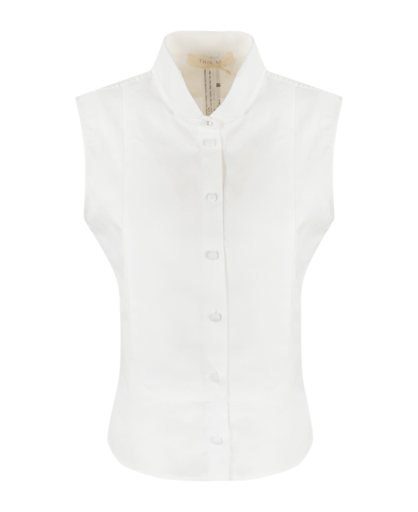 TwinSet Sleeveless Cotton Shirt - BIANCO OTTICO