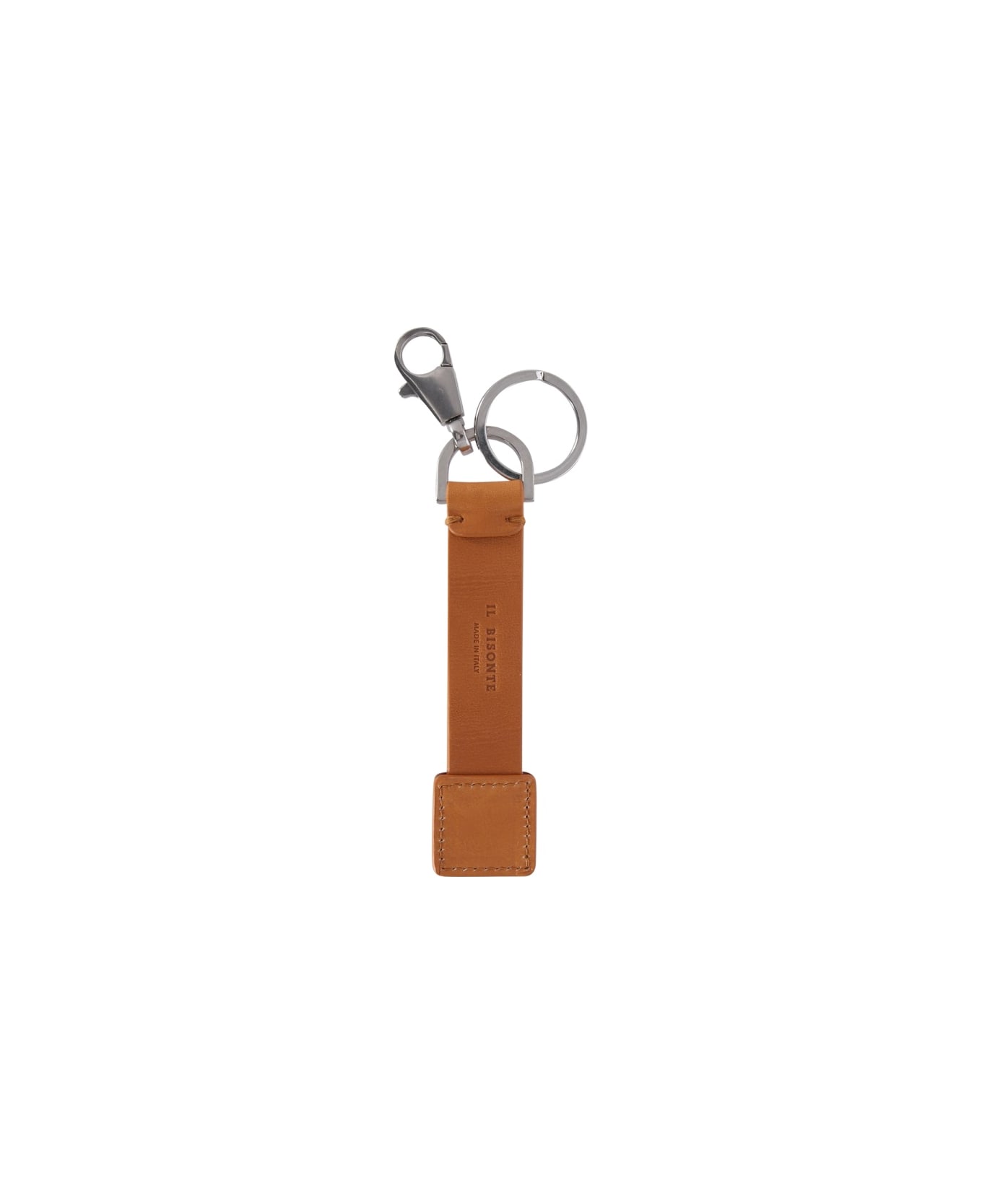 Il Bisonte Leather Key Ring - BROWN