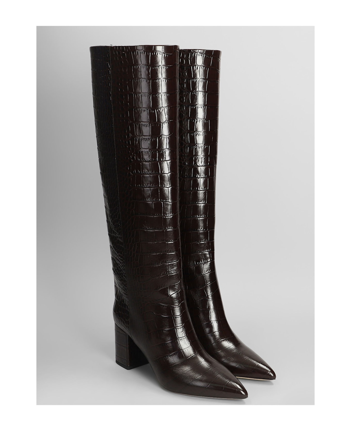 Paris Texas Anja Boot 70 High Heels Boots In Dark Brown Leather - dark brown