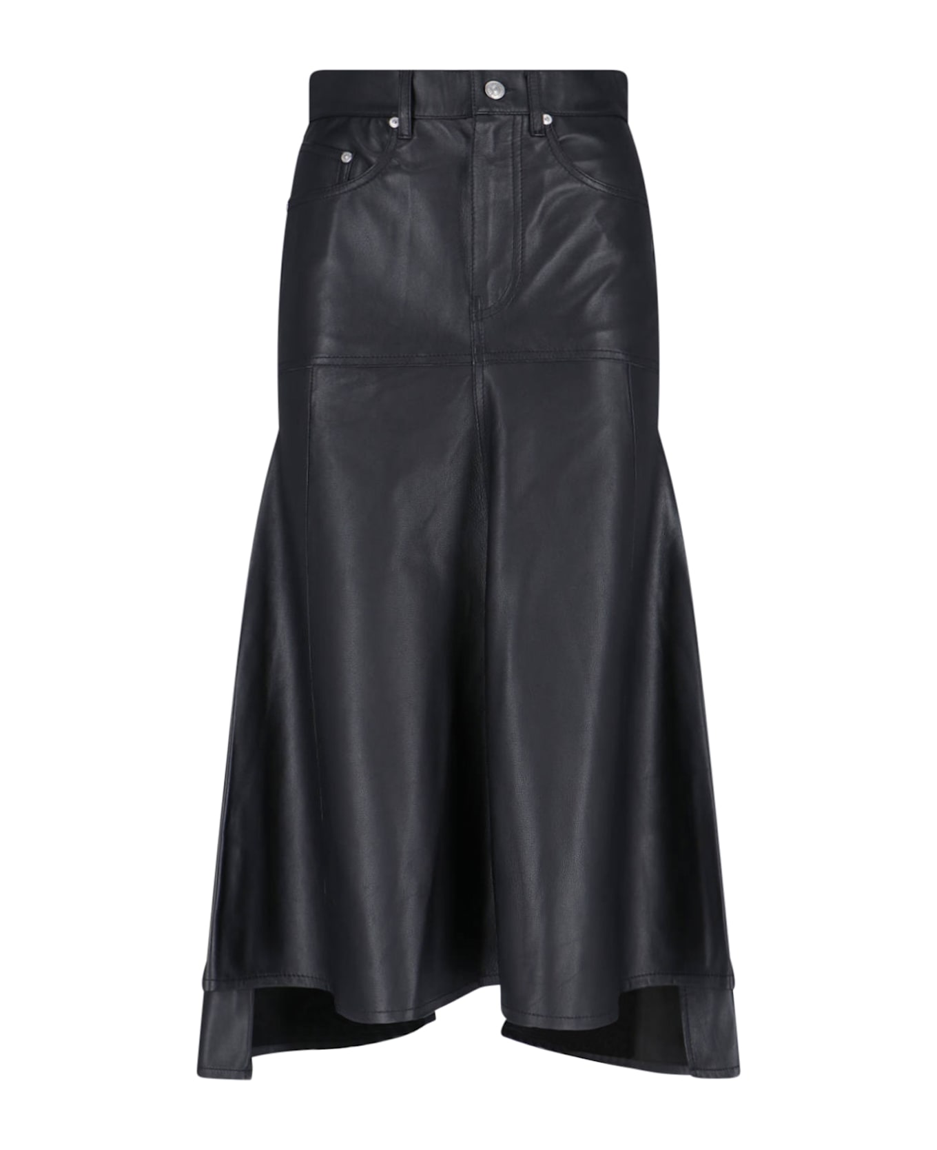 Victoria Beckham Leather Midi Skirt - BLACK