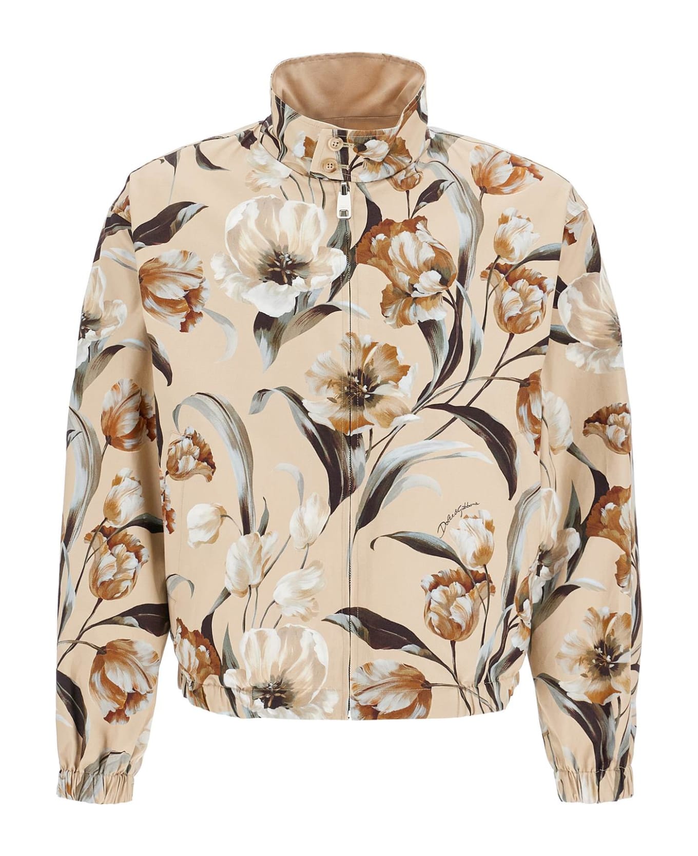 Dolce & Gabbana Reversible Floral Print Jacket - TULIPANI FDO BEIGE (Beige)