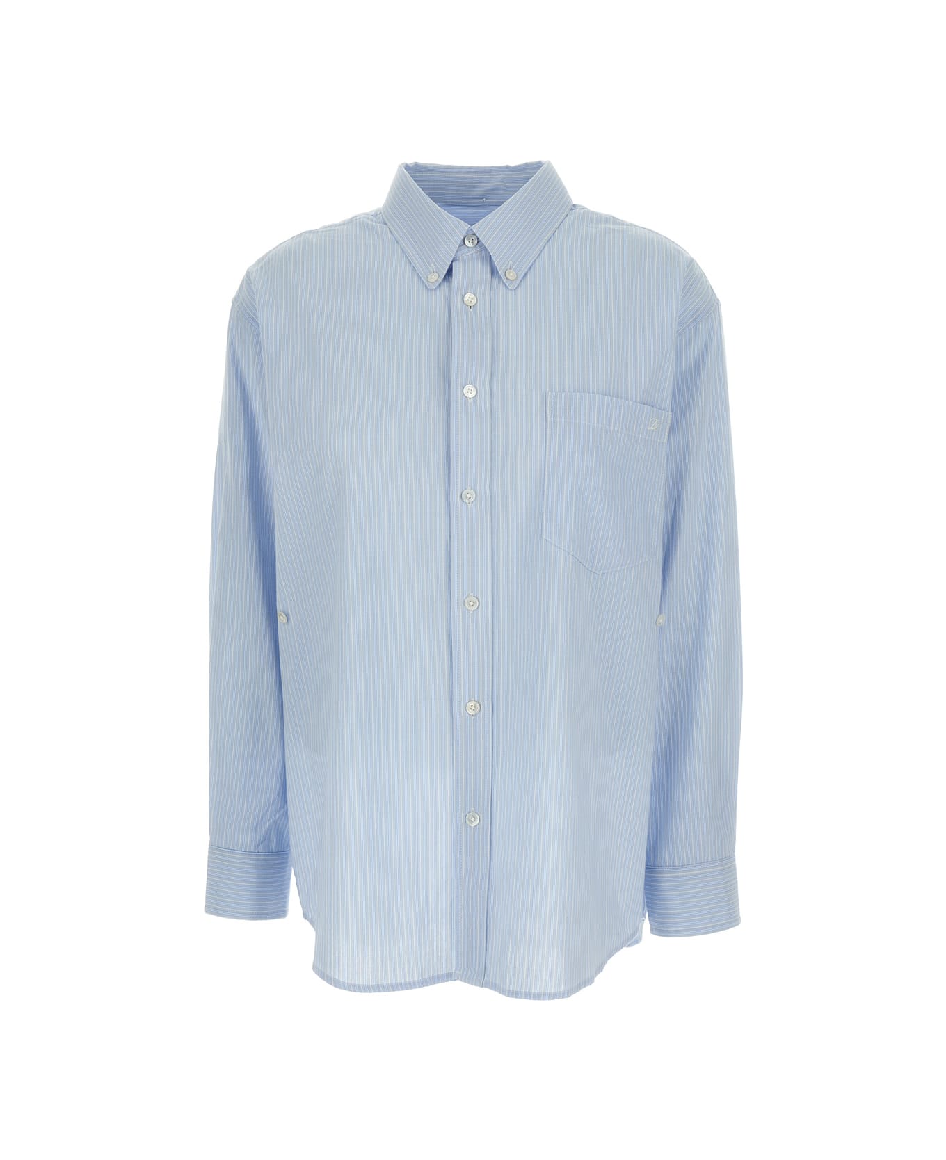 Dunst Light-blue Striped Oversize Shirt In Cotton Unisex - Light blue