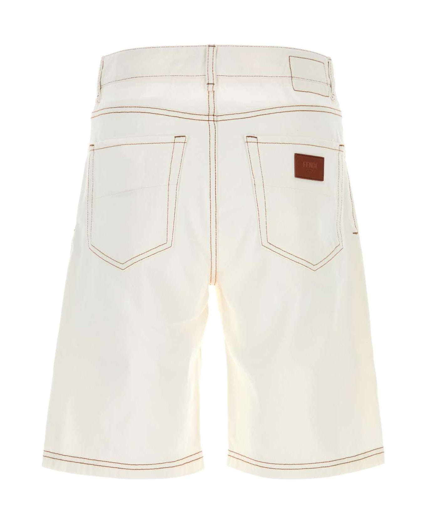 Fendi White Denim Bermuda Shorts - ECRU
