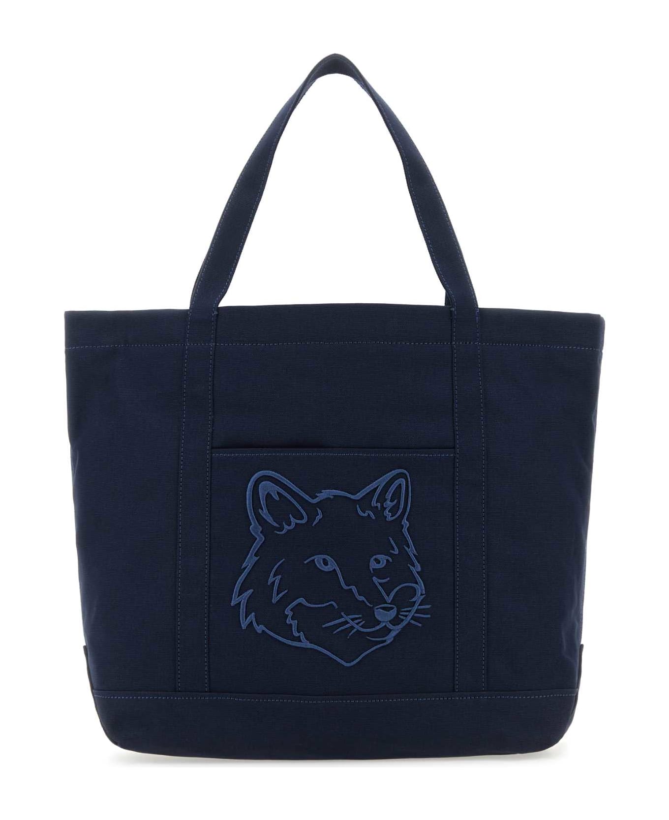 Maison Kitsuné Navy Blue Canvas Big Shopping Bag - INKBLUE トートバッグ