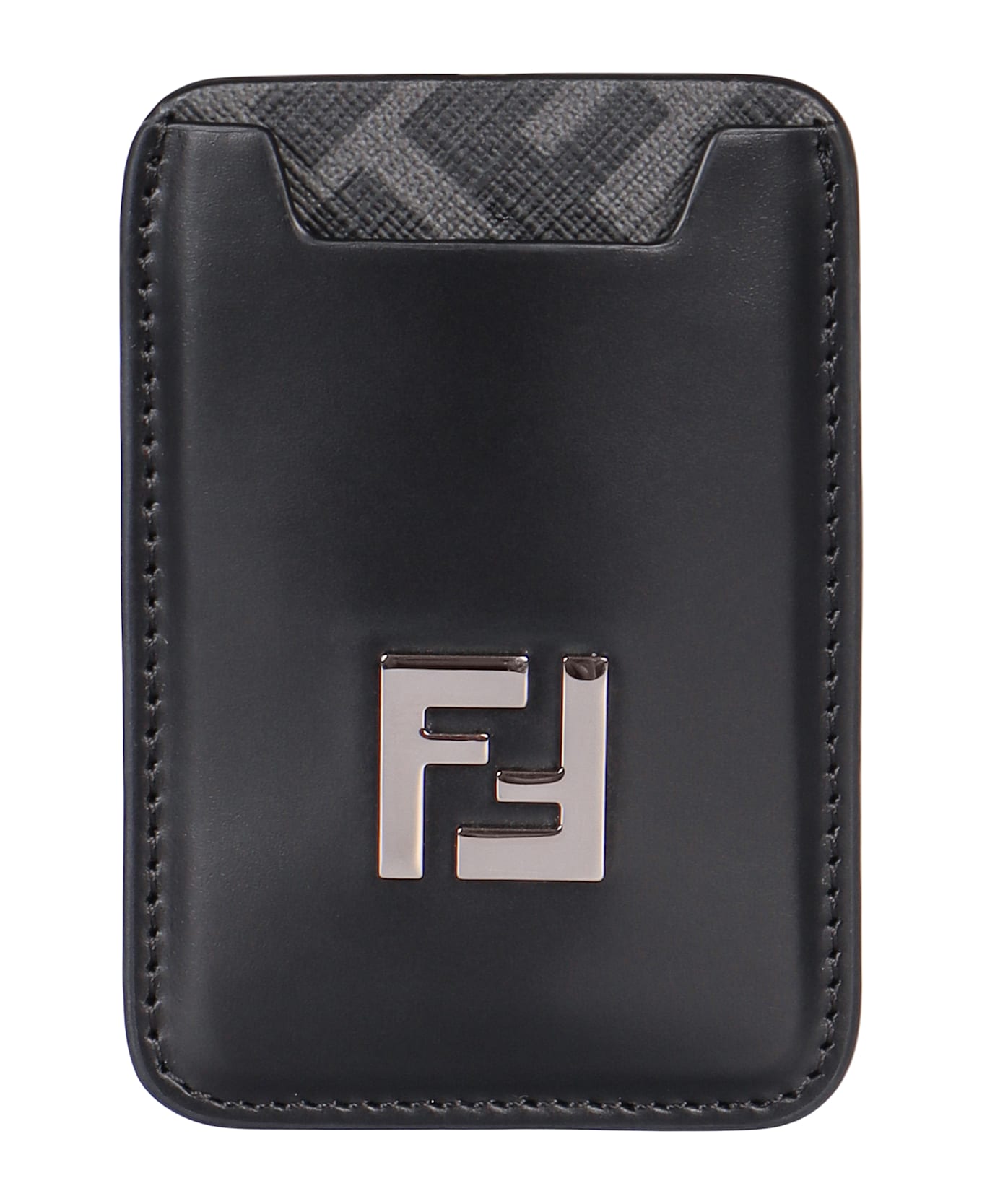 Fendi Squared Ff Leather Card Holder - black