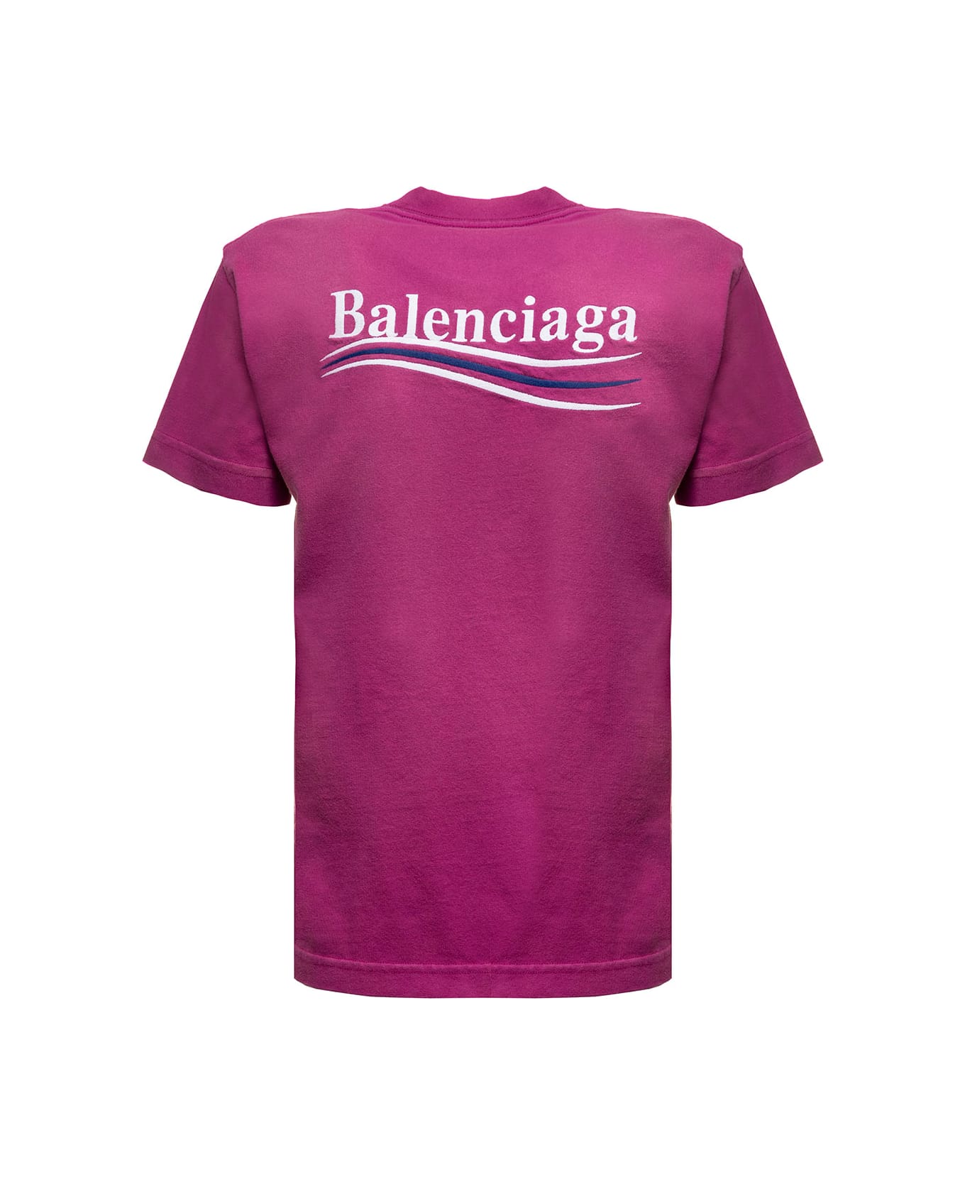 Balenciaga Smil Fit Pink Cotton T-shirt With  Logo Balenciaga Woman - Fuxia