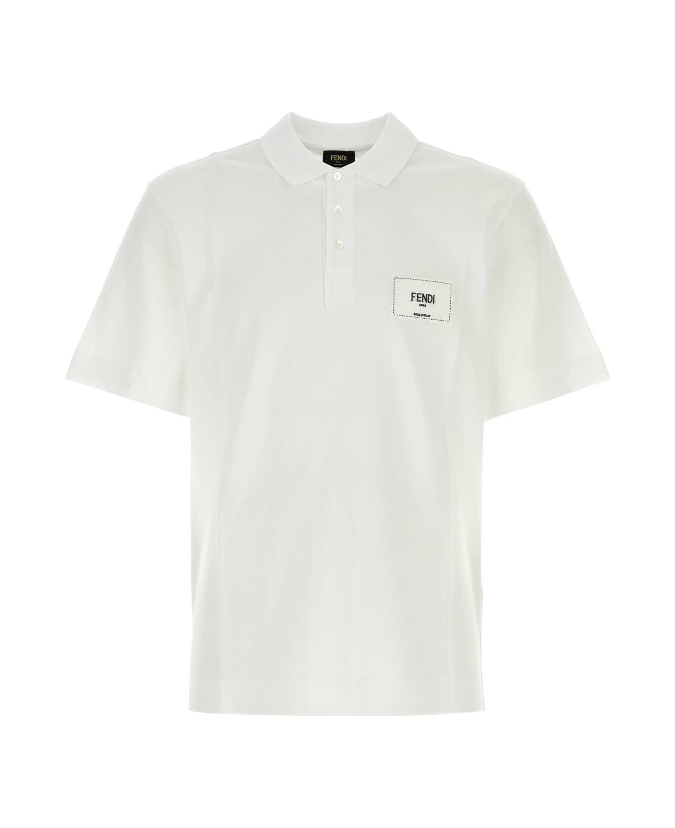 Fendi White Piquet Polo Shirt - WHITE ポロシャツ