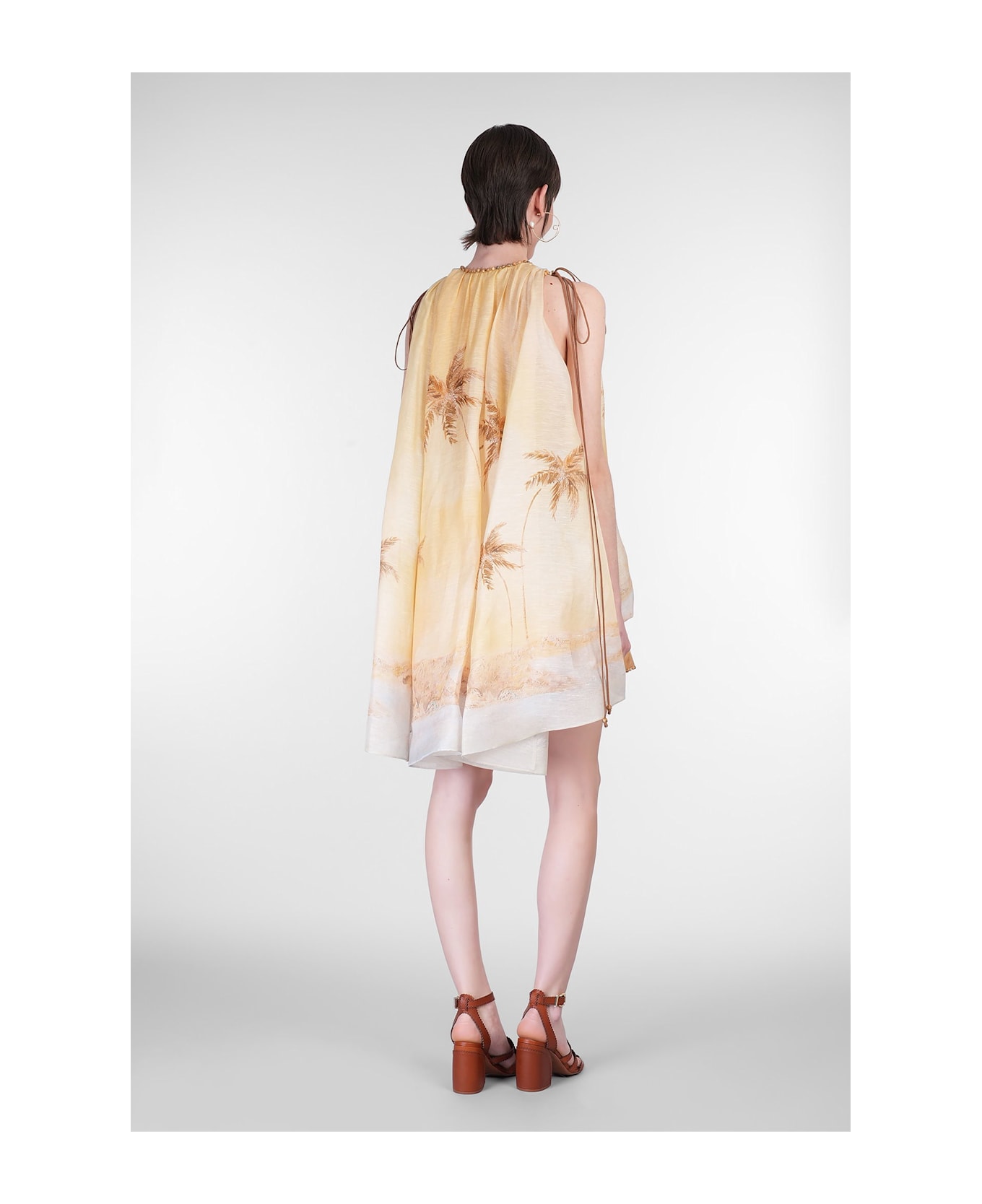 Zimmermann Mini Dress In Yellow Linen - yellow