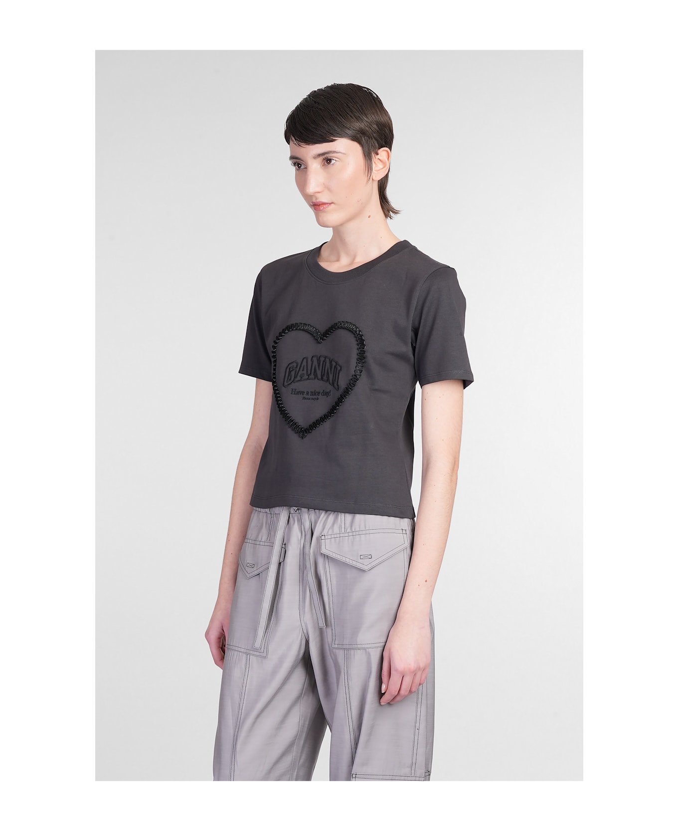 Ganni T-shirt In Black Cotton - black