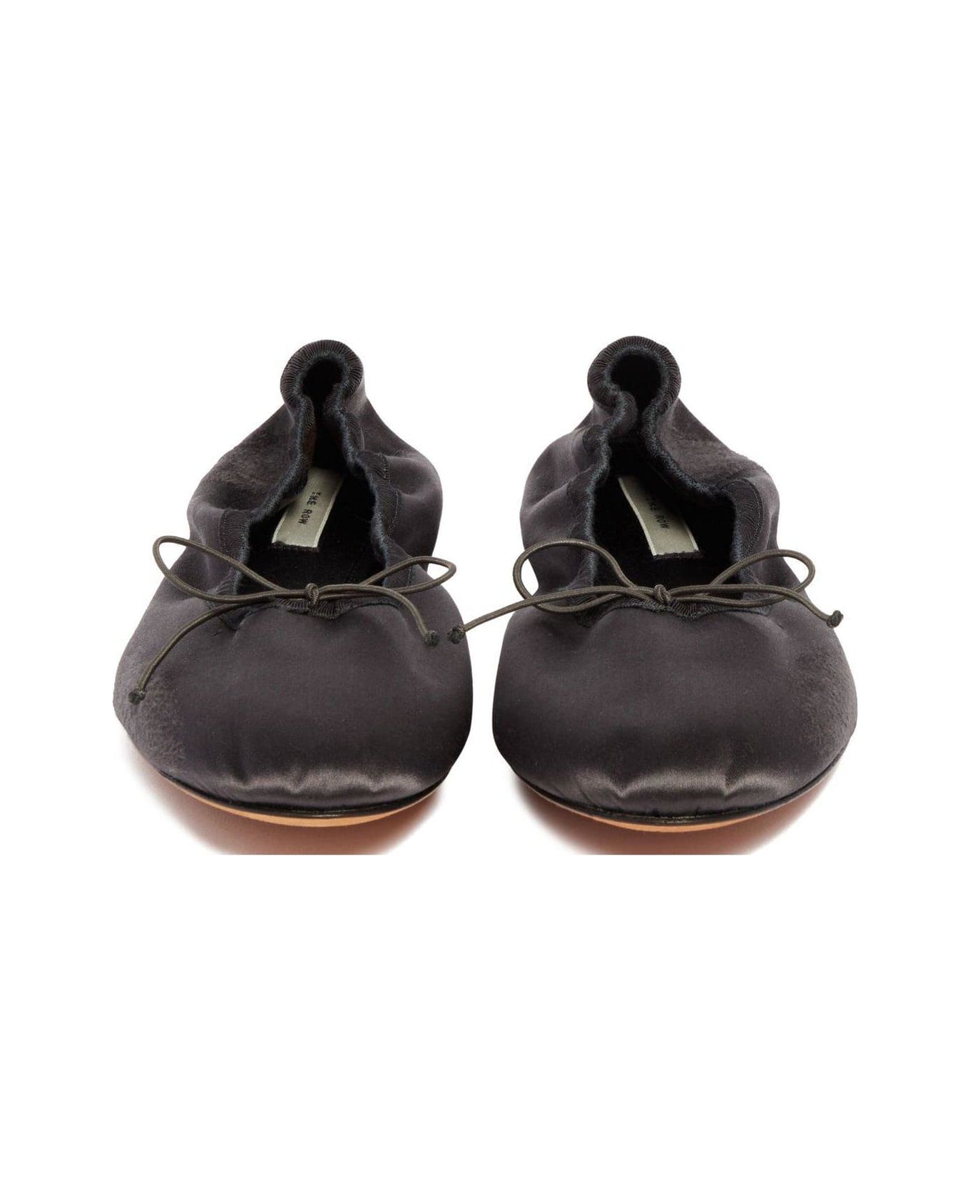 The Row Bow Detailed Slip-on Flat Shoes - CHARCOAL