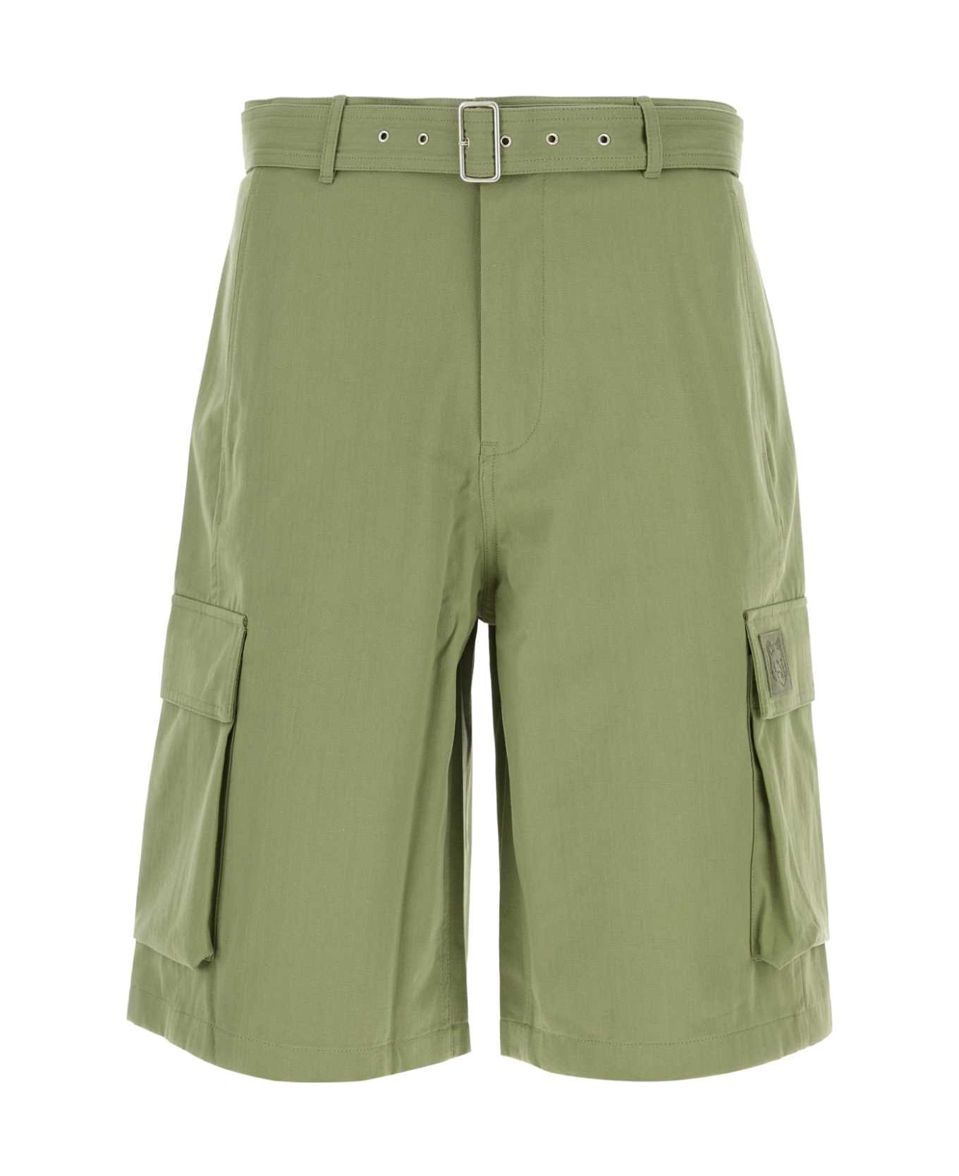 Maison Kitsuné Green Cotton Bermuda Shorts - TURFGREEN