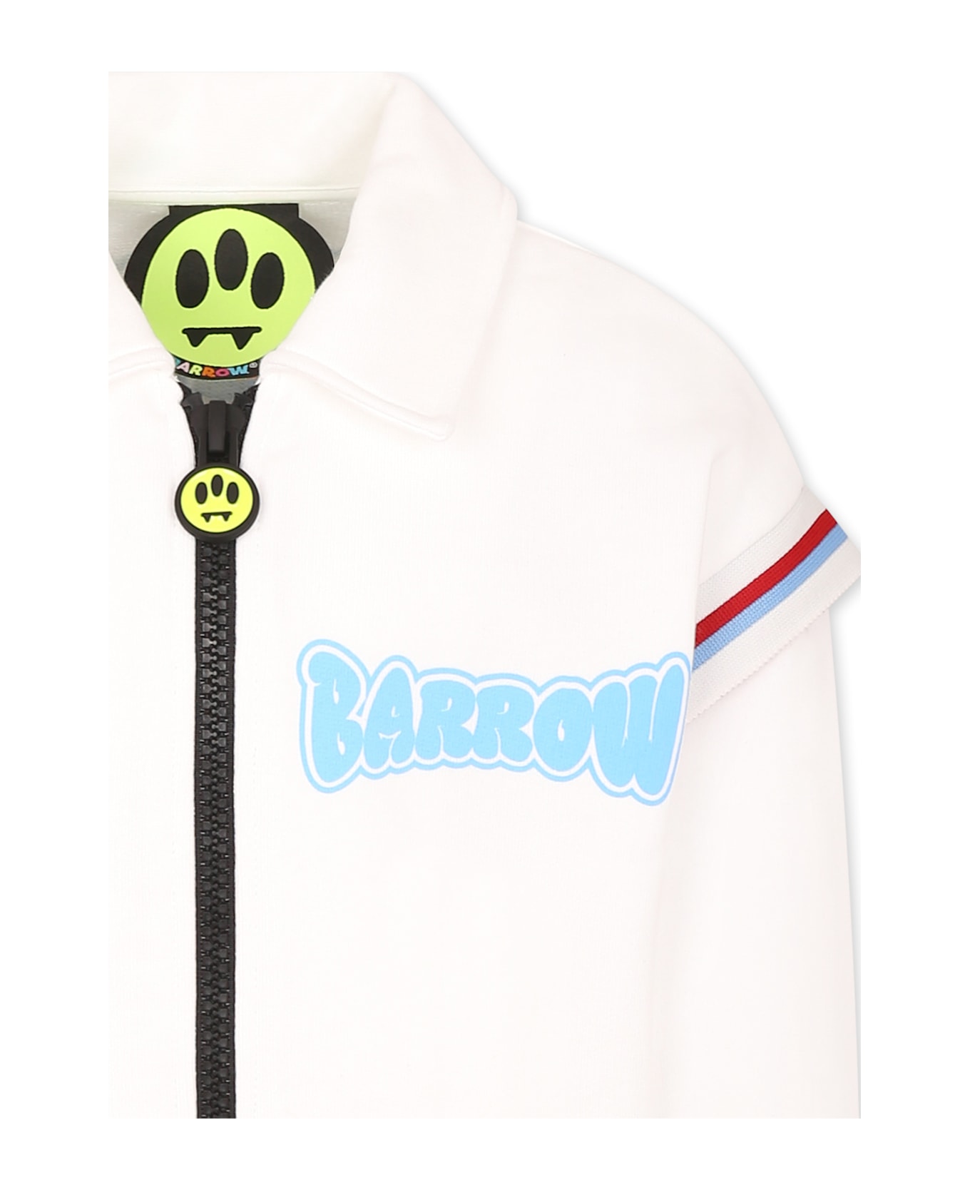 Barrow White Bomber Jacket For Girl With Logo - White