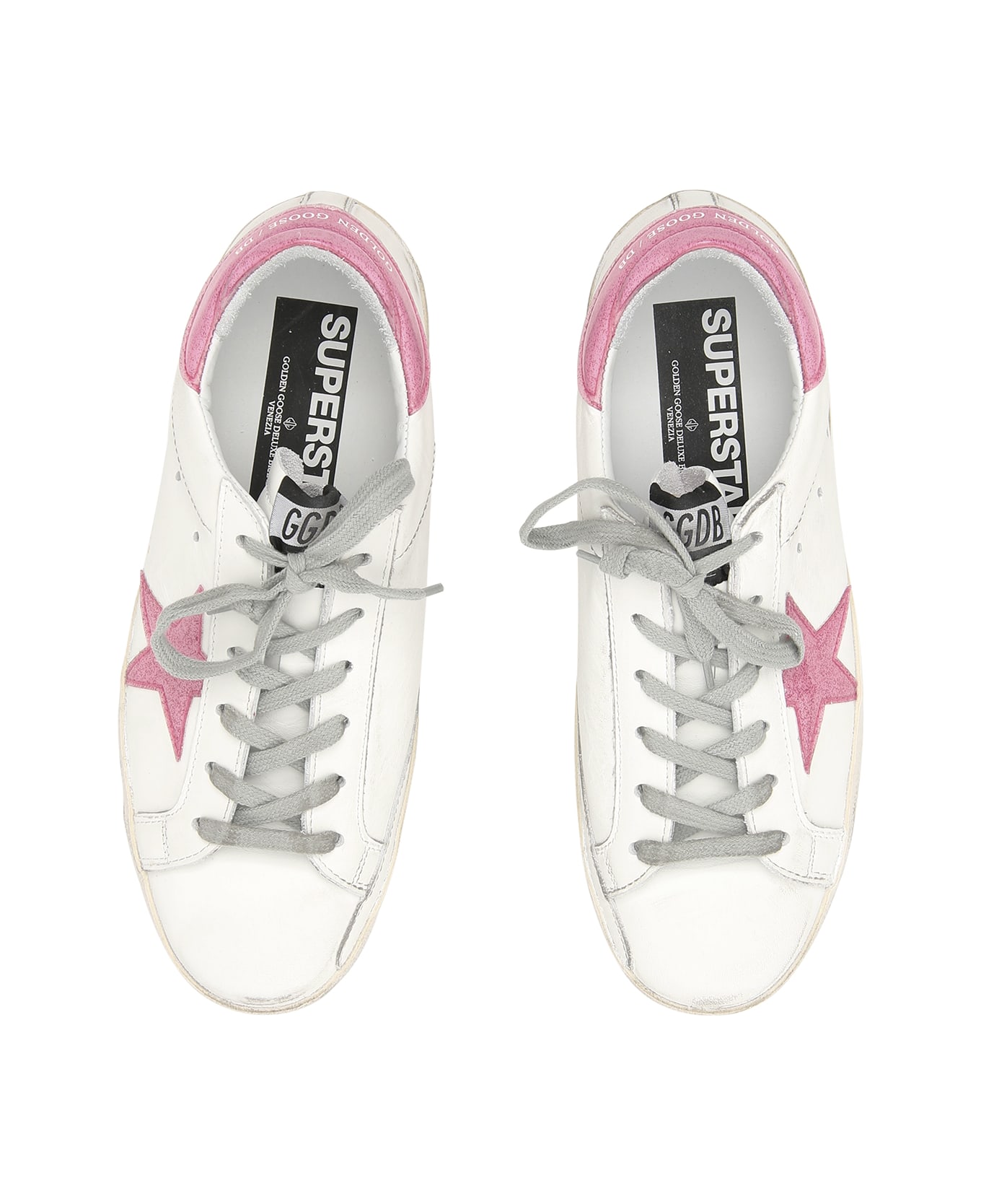 Golden Goose Superstar Sneakers - WHITE MAGENTA GLITTER|Bianco