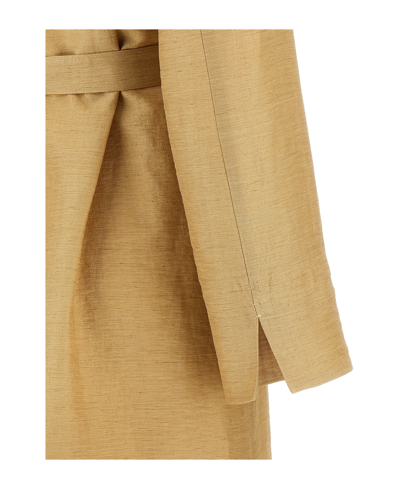 Max Mara Linen And Silk Canvas Overcoat - Beige
