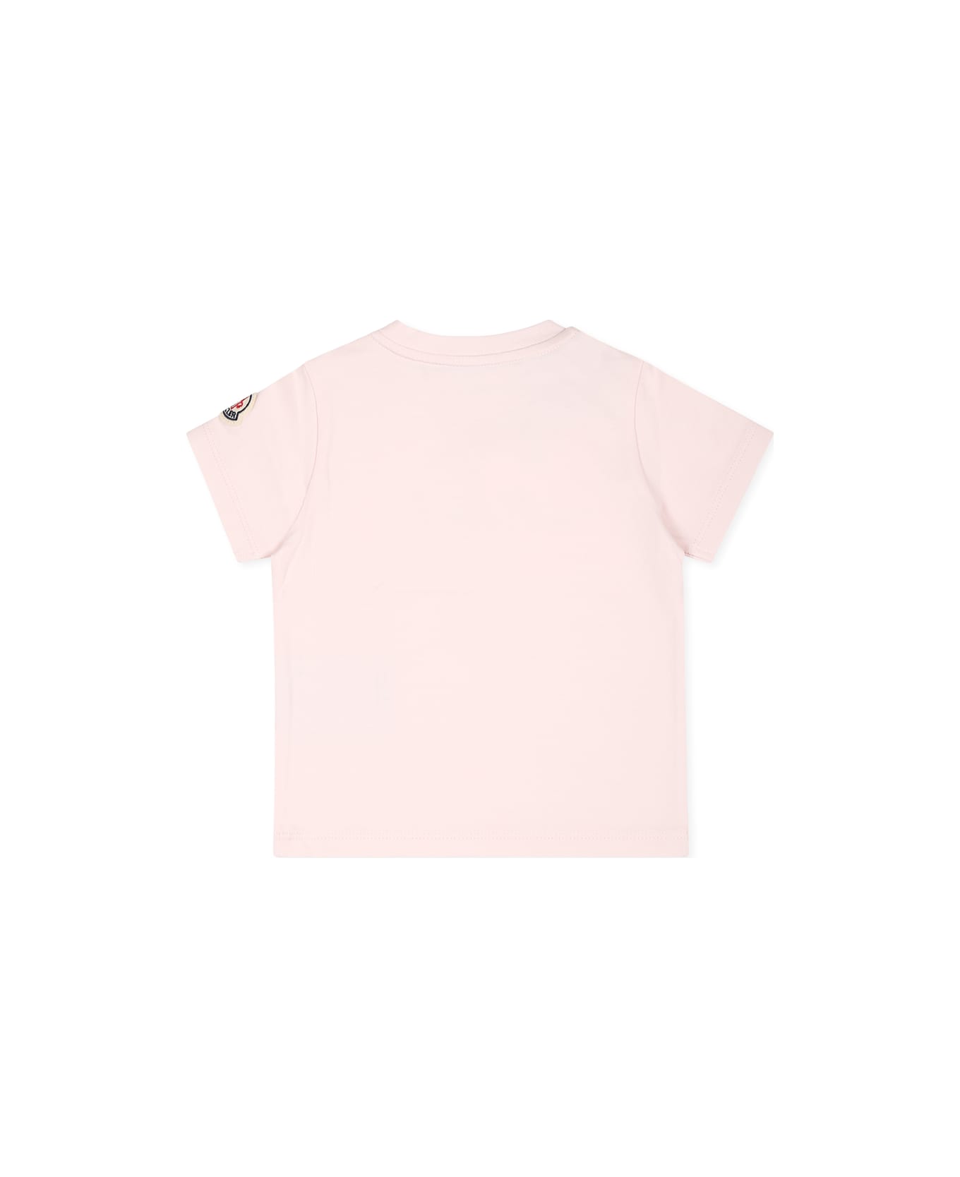 Moncler Pink T-shirt For Baby Girl With Logo - Pink