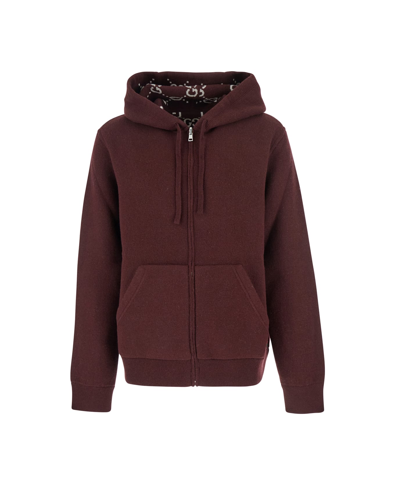 Gucci Bordeaux Reversible Cardigan With Drawstring Hood In Wool Man - Bordeaux