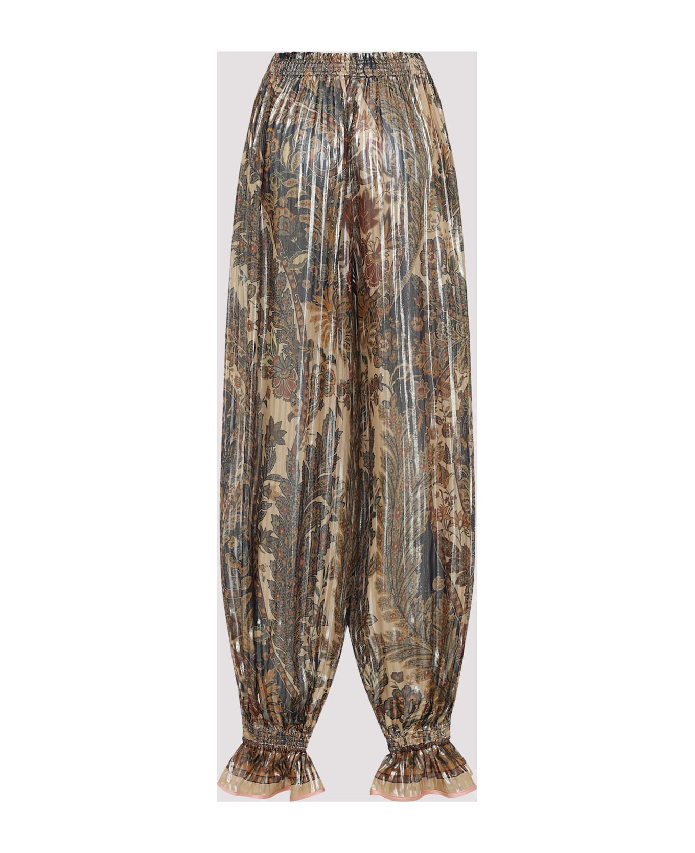 Valentino Silk Pants - Beige Multicolor Marrone