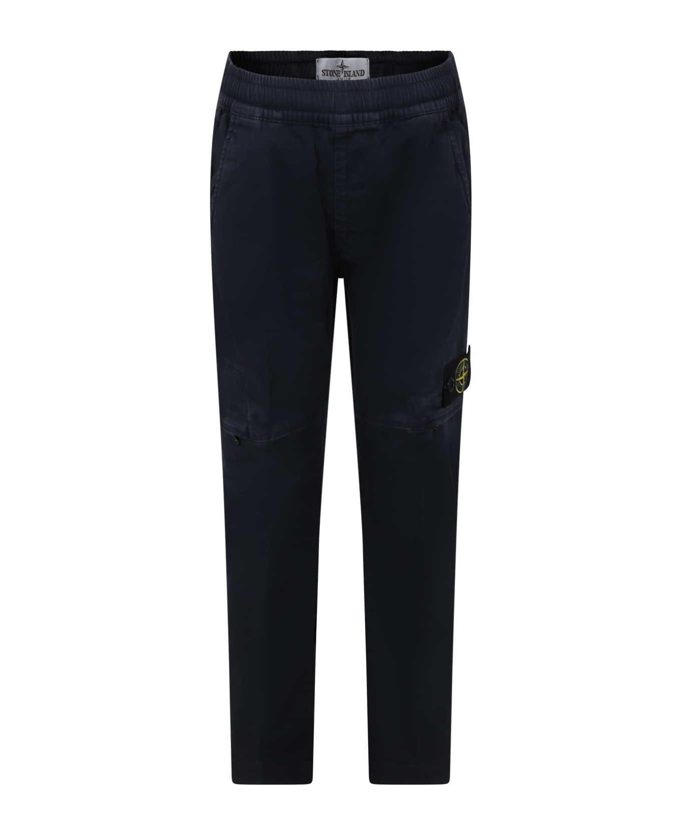 Stone Island Junior Blue Trousers For Boy With Compass - Blue