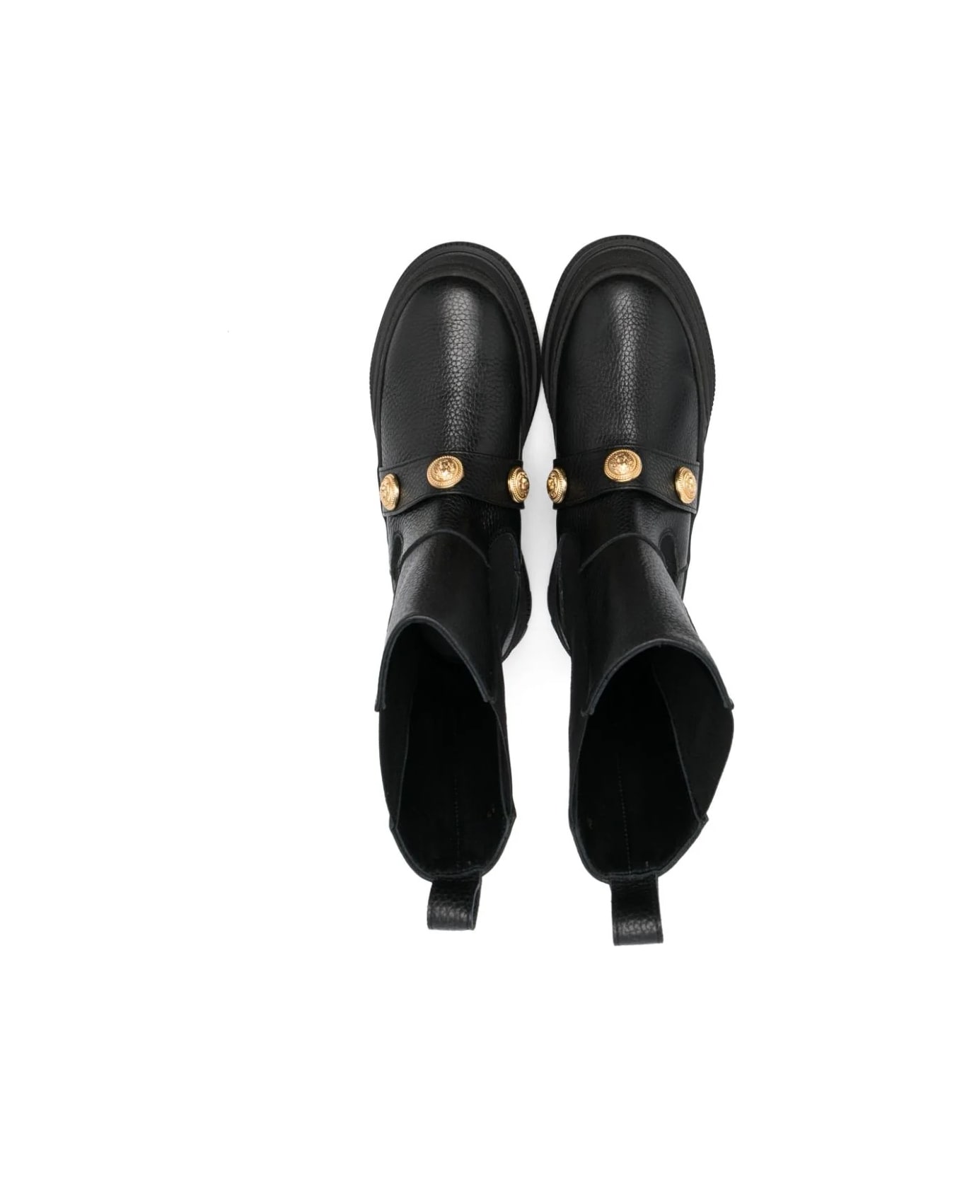Balmain Black Boots With Gold Embossed Buttons - Or
