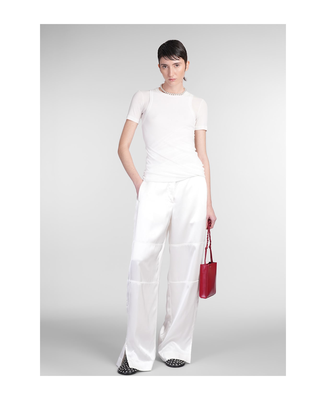 Jil Sander Top Cn Ls Topwear In White Cotton - white