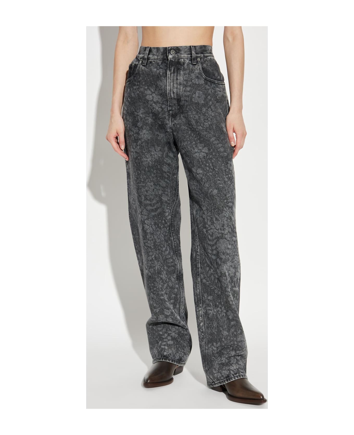 Golden Goose Straight Jeans With Floral Motif - BLACK MARBLE