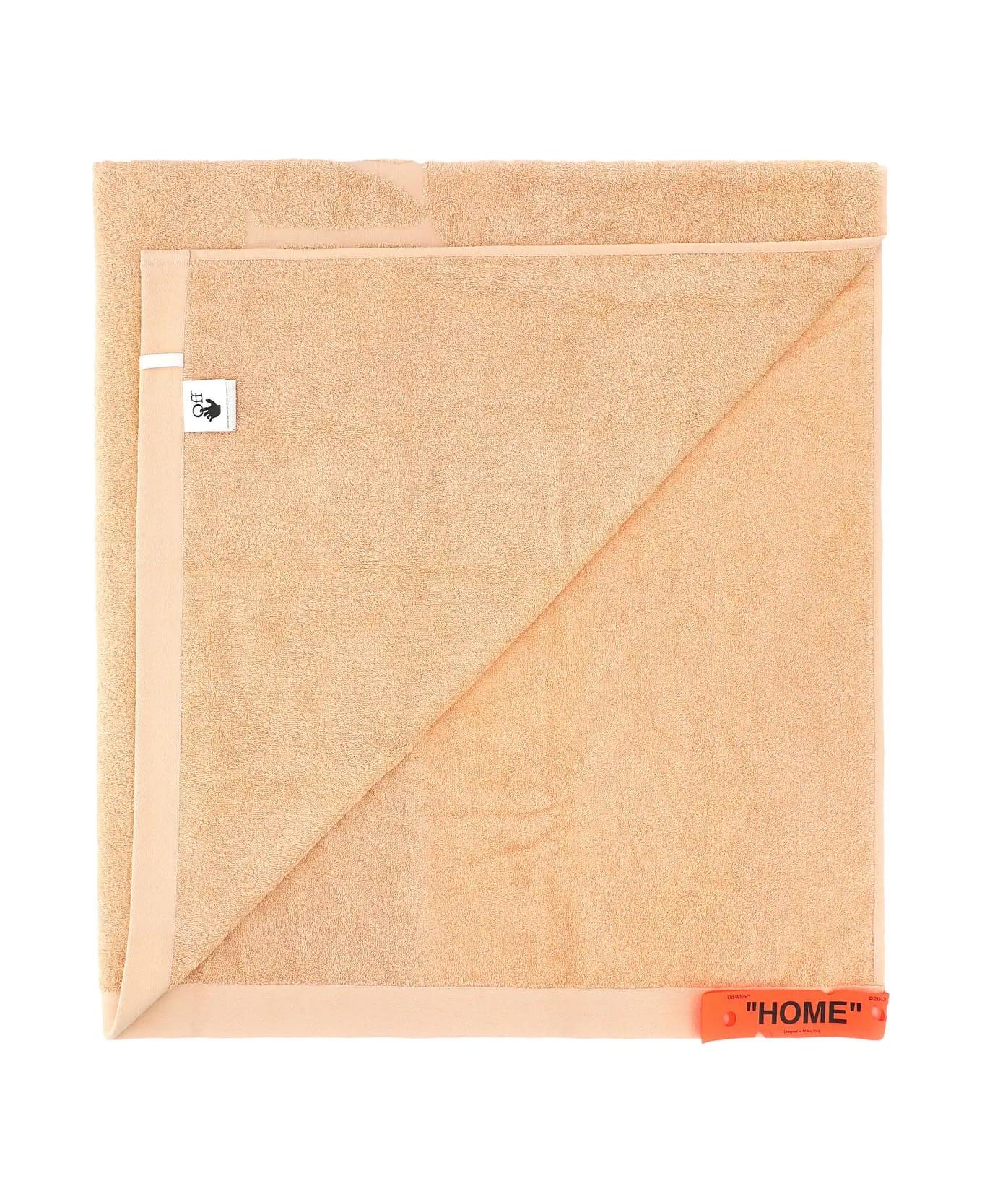 Off-White Light Pink Terry Fabric Shower Towel - Cipria