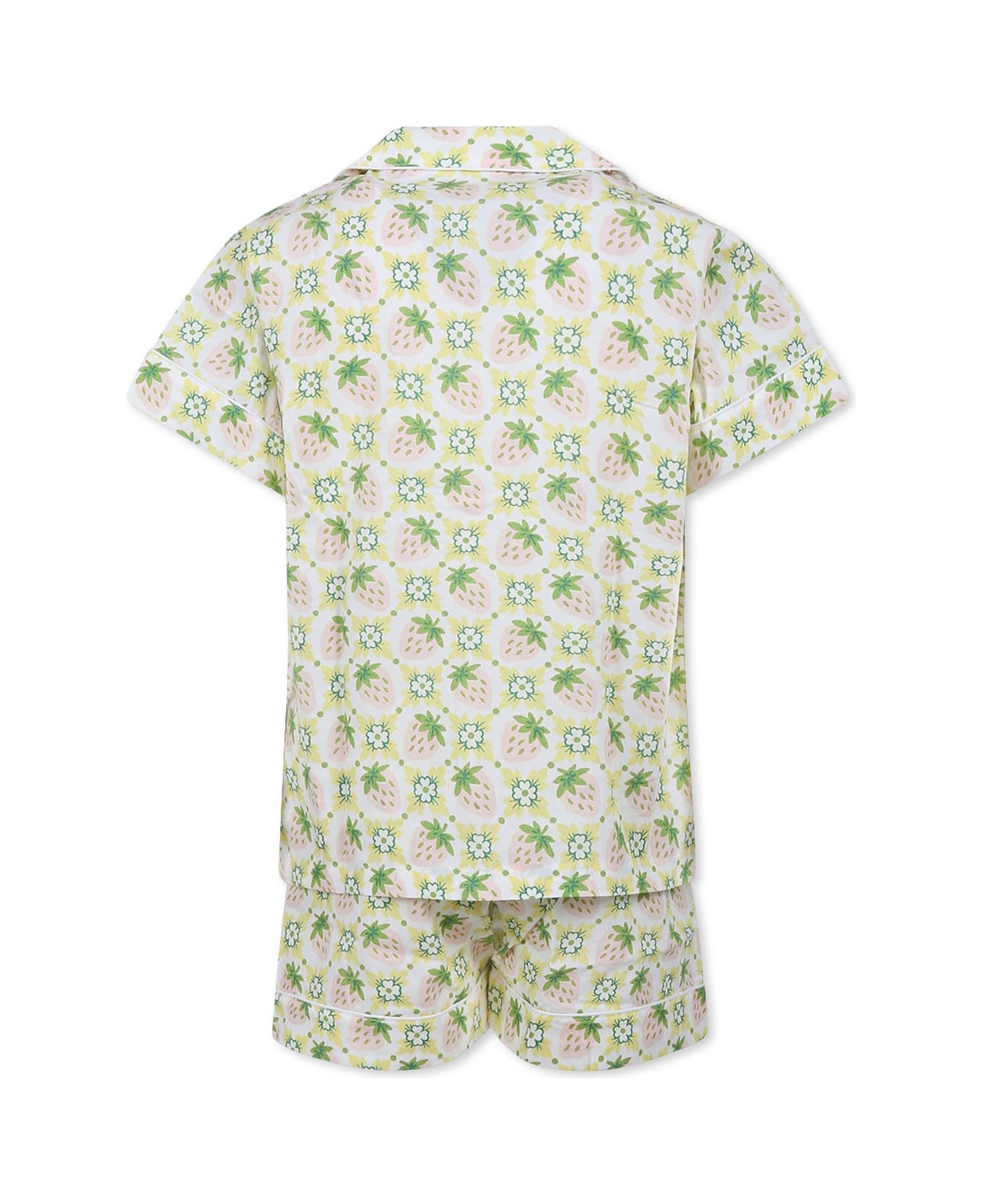 Molo Ivory Pyjamas For Girl With Strawberry - Ivory
