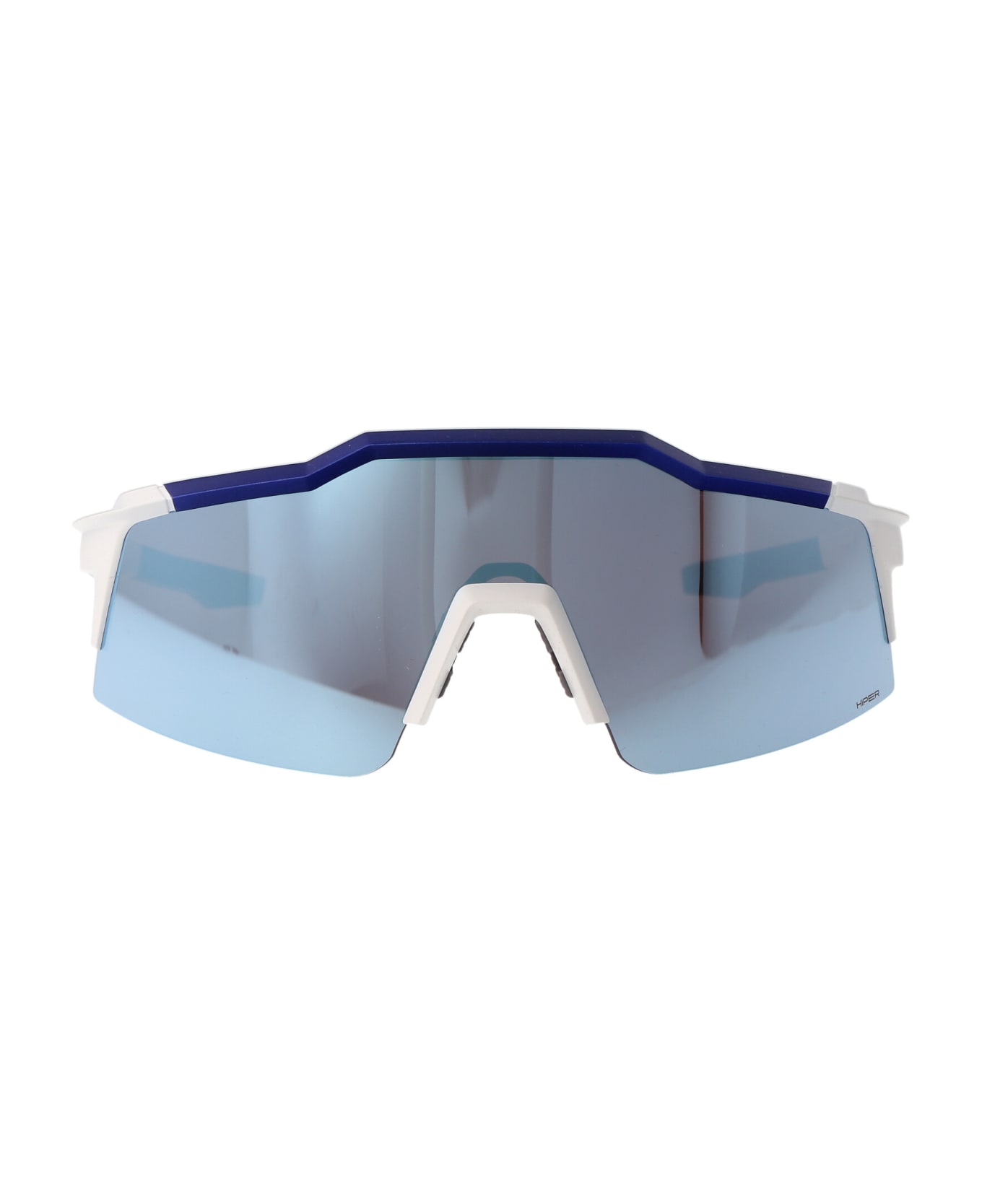 100% Speedcraft Sl Sunglasses - Matte White/Metallic Blue - HiPER Blue Multilayer Mirror Lens