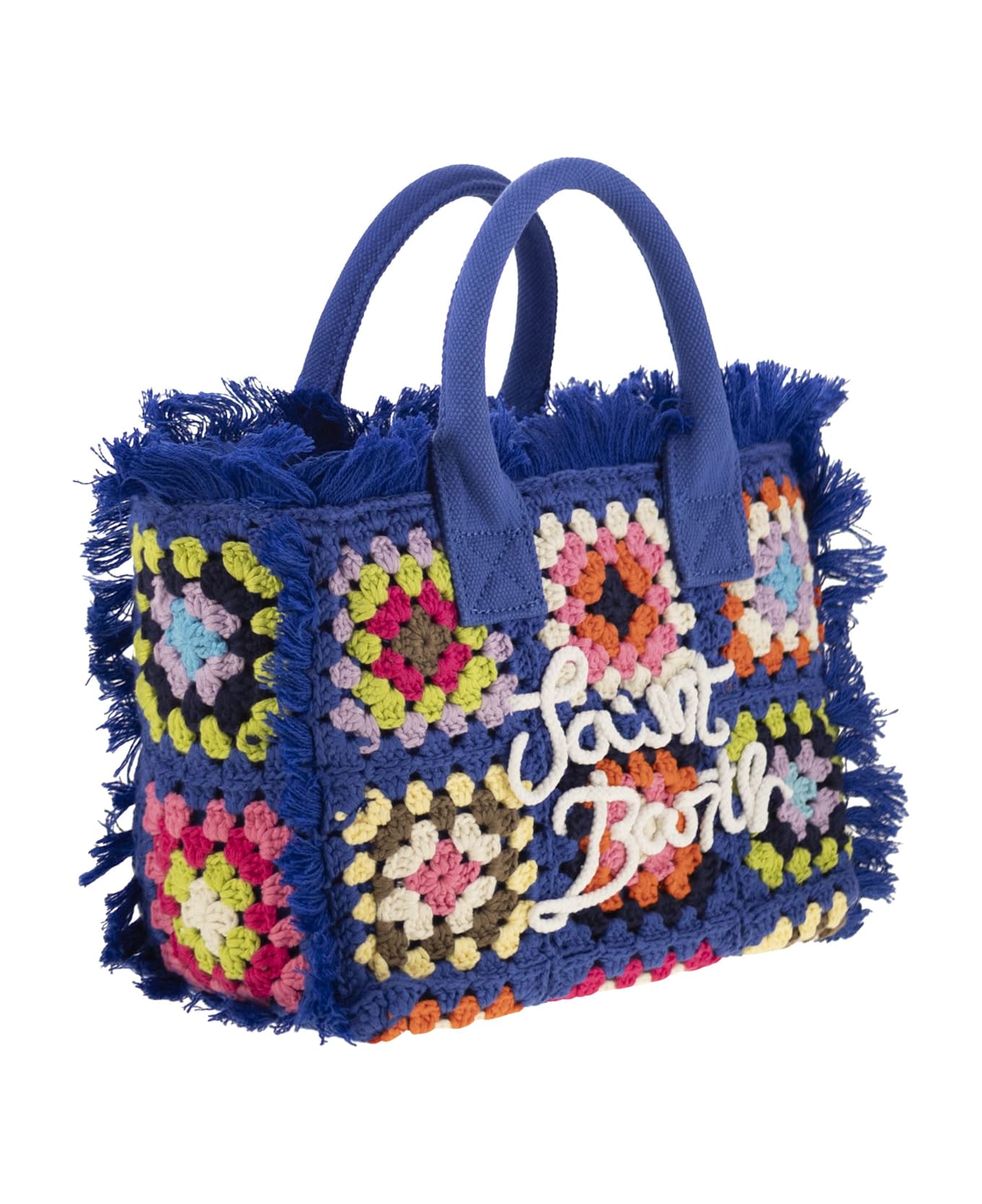 MC2 Saint Barth Colette Crochet - Handbag With Crochet Flower Patch - Bluette