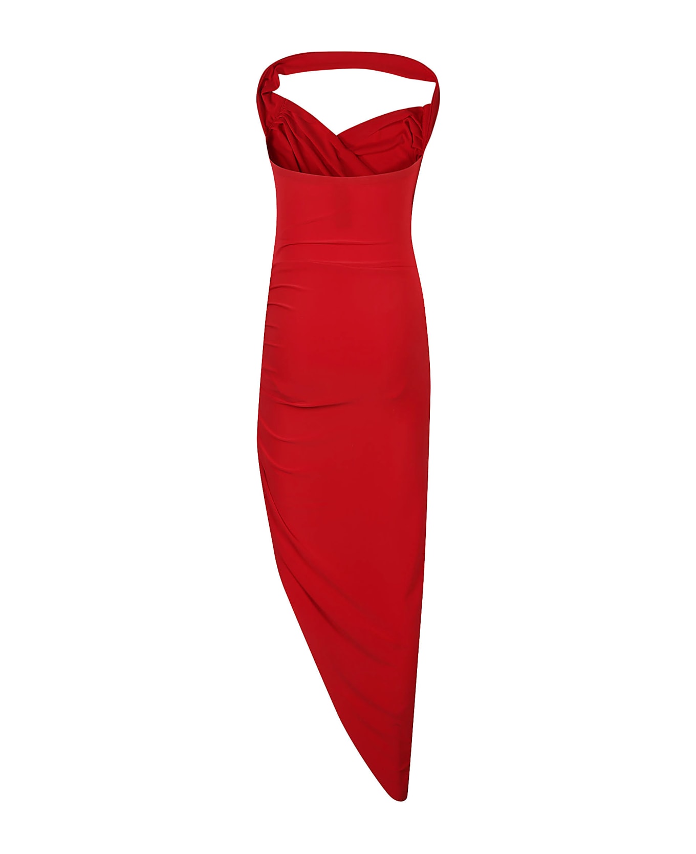 Norma Kamali Cayla Side Drape Dress - Tiger Red